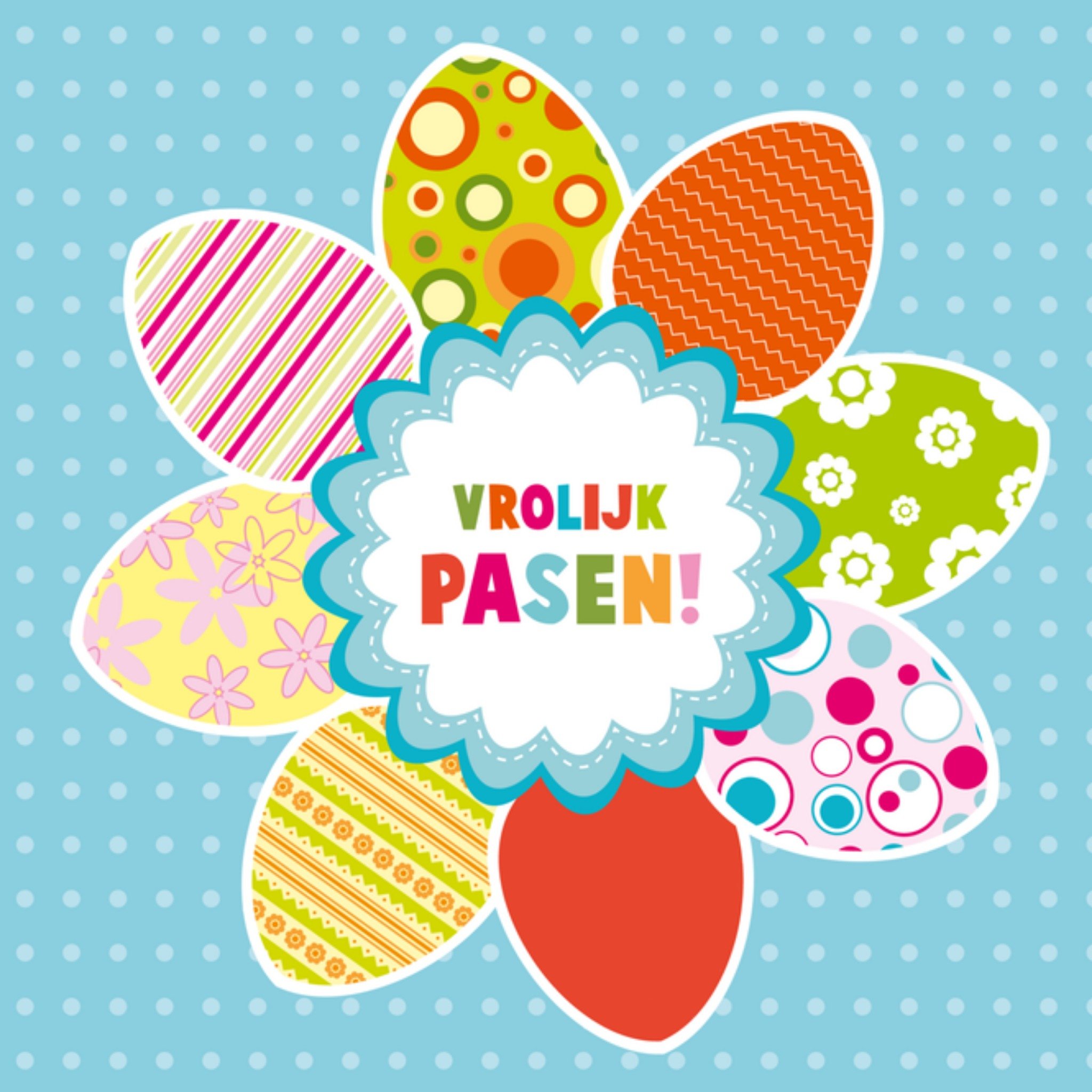 Paaskaart kleurrijk Vierkante Kaart Paperclip