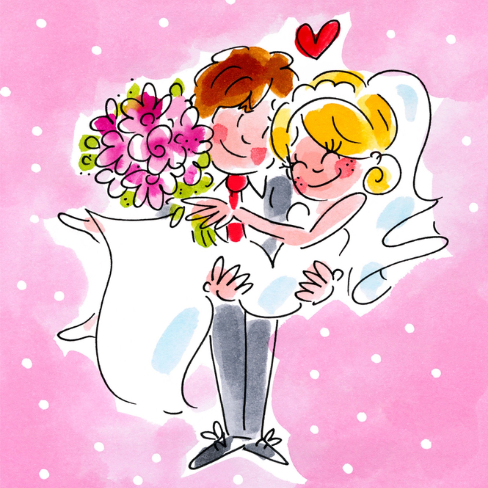 Huwelijkskaart Illustratie Vierkante Kaart Blond Amsterdam