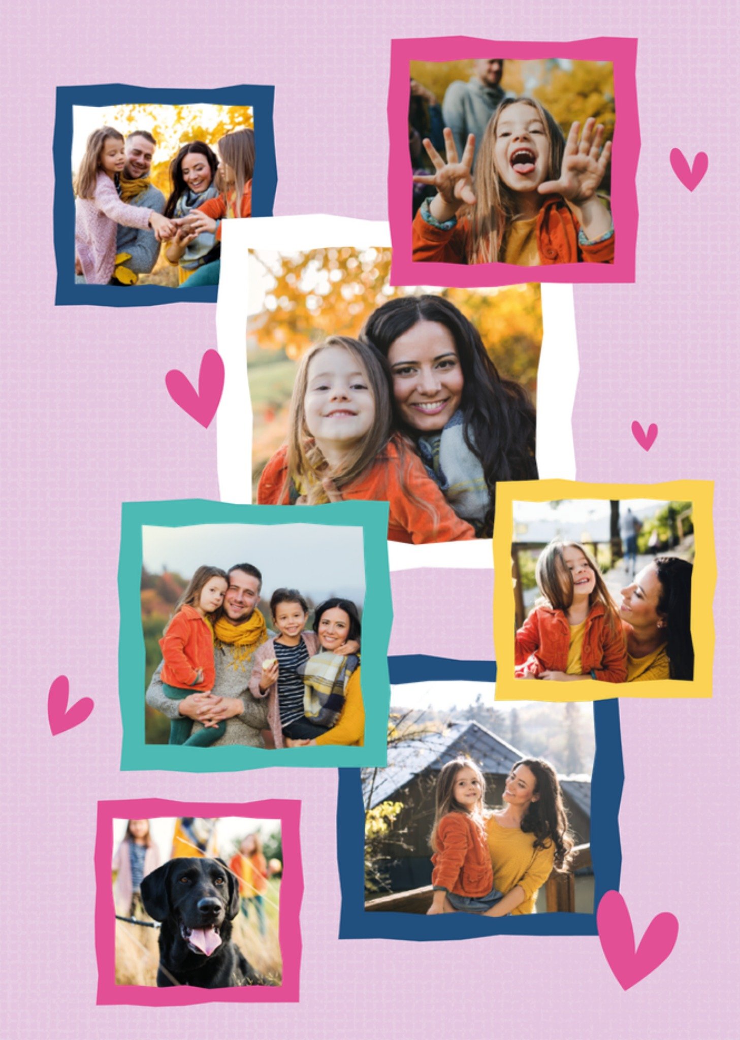 Moederdagkaart Gekleurde kaders Liefdesharten Fotokaart Kaart Greetz