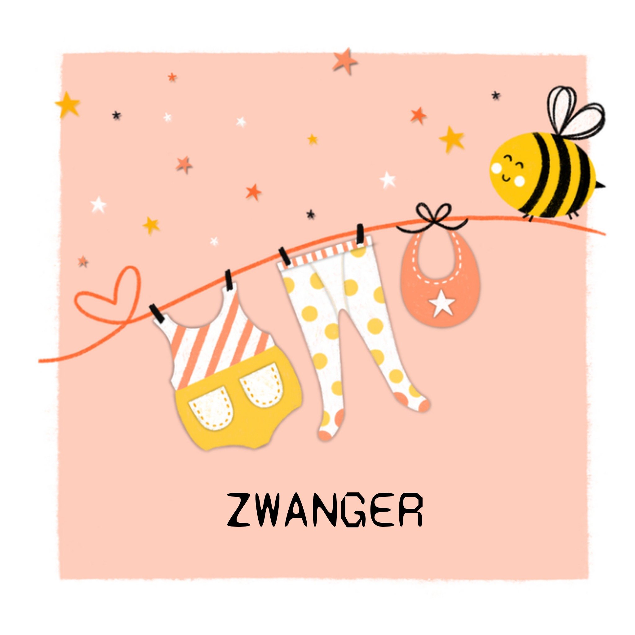 Zwangerschapskaart Dochter Waslijn Vierkante Kaart Marieke Witke