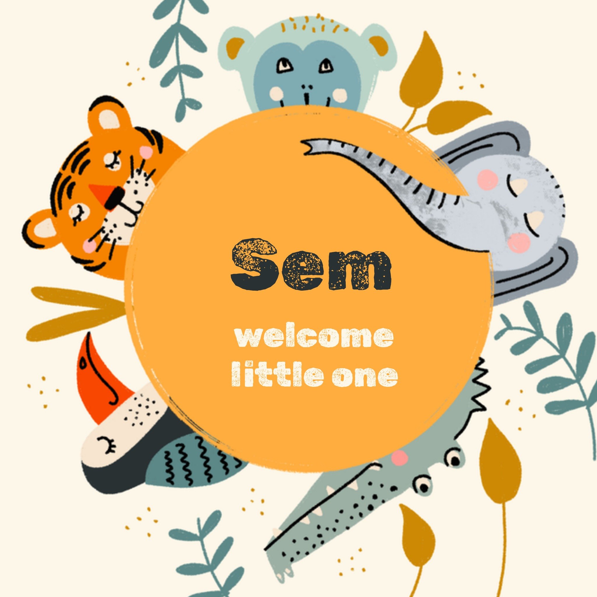 Greetz Geboortekaart Welcome little one Vierkant