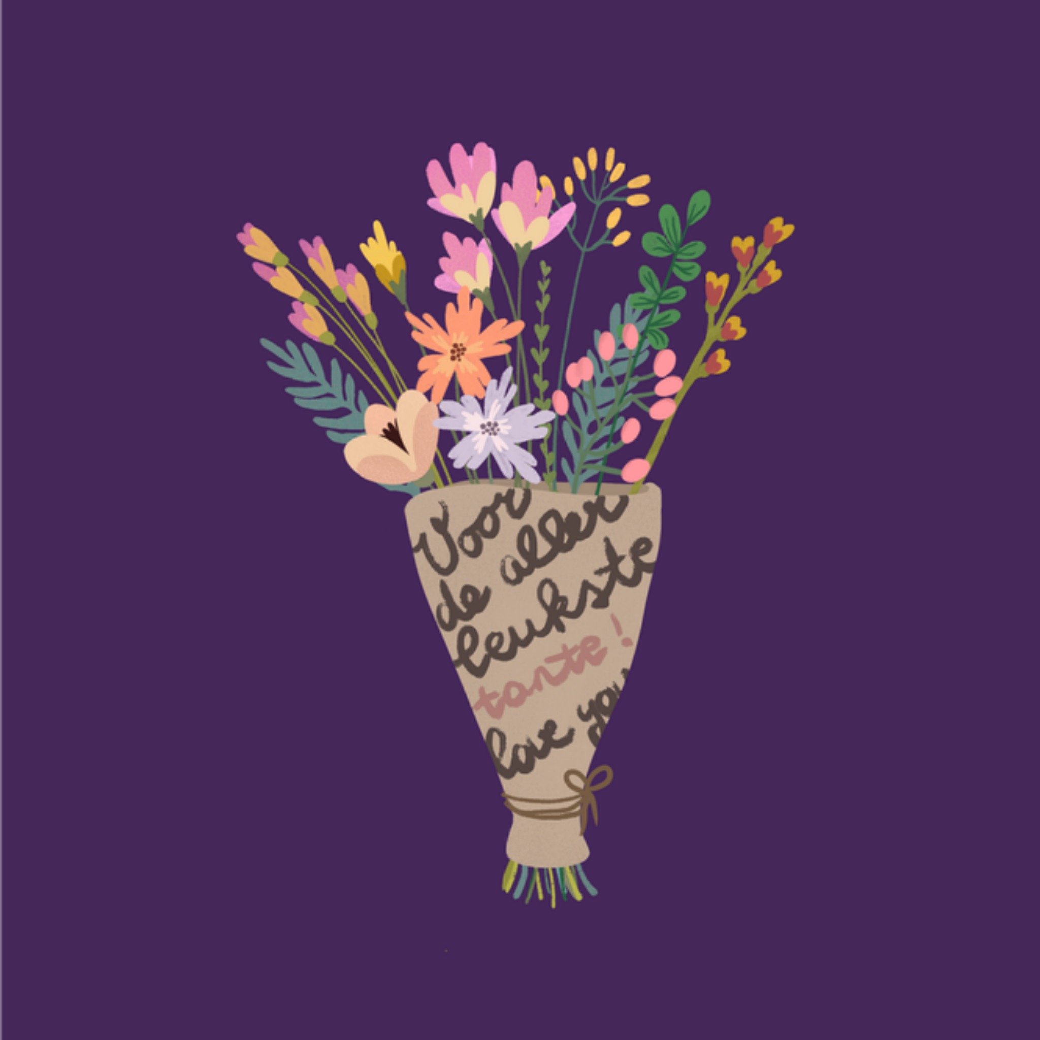 Greetz Moederdagkaart Tante Bloemen Vierkant