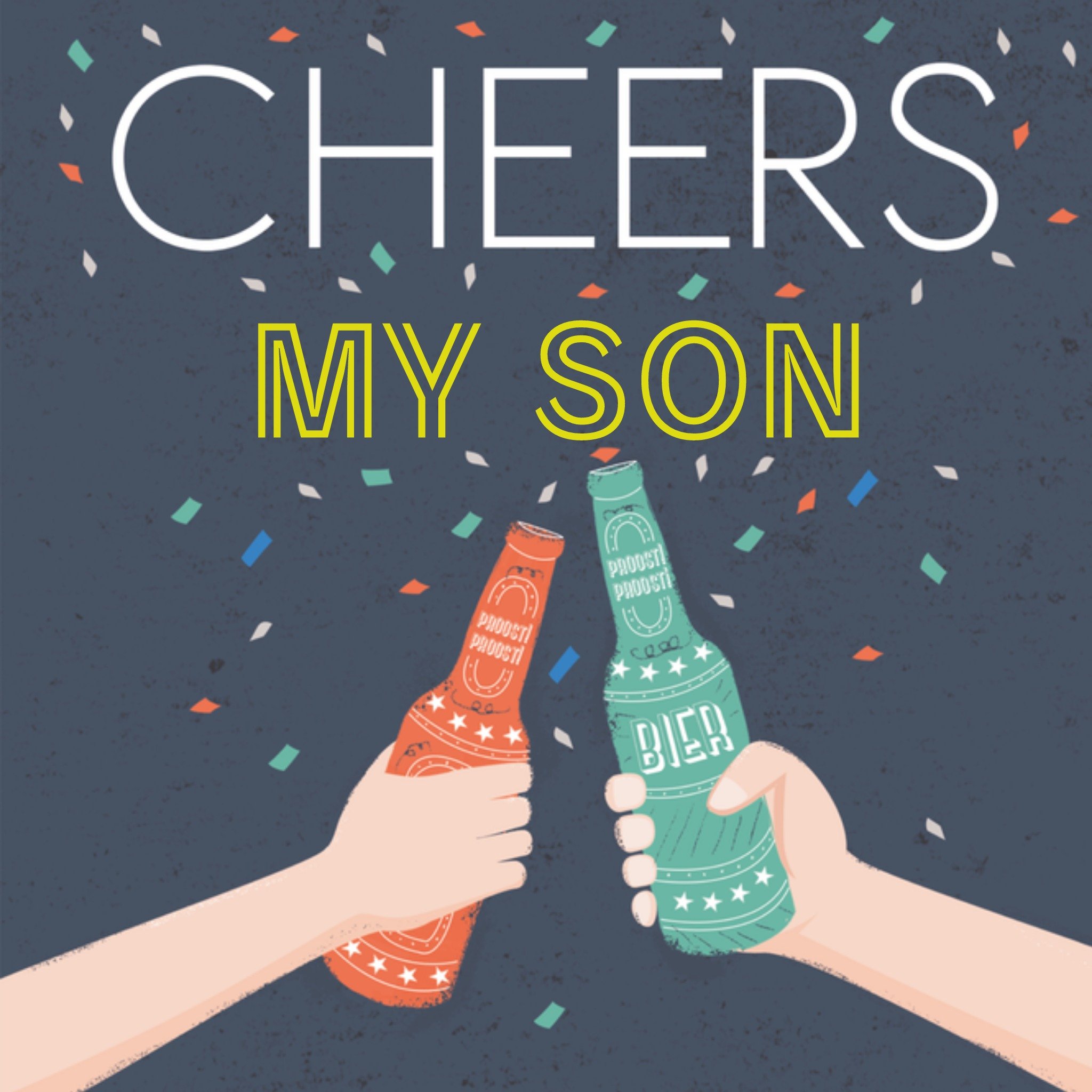 Verjaardag Cheers Zoon Vierkante Kaart Paperclip