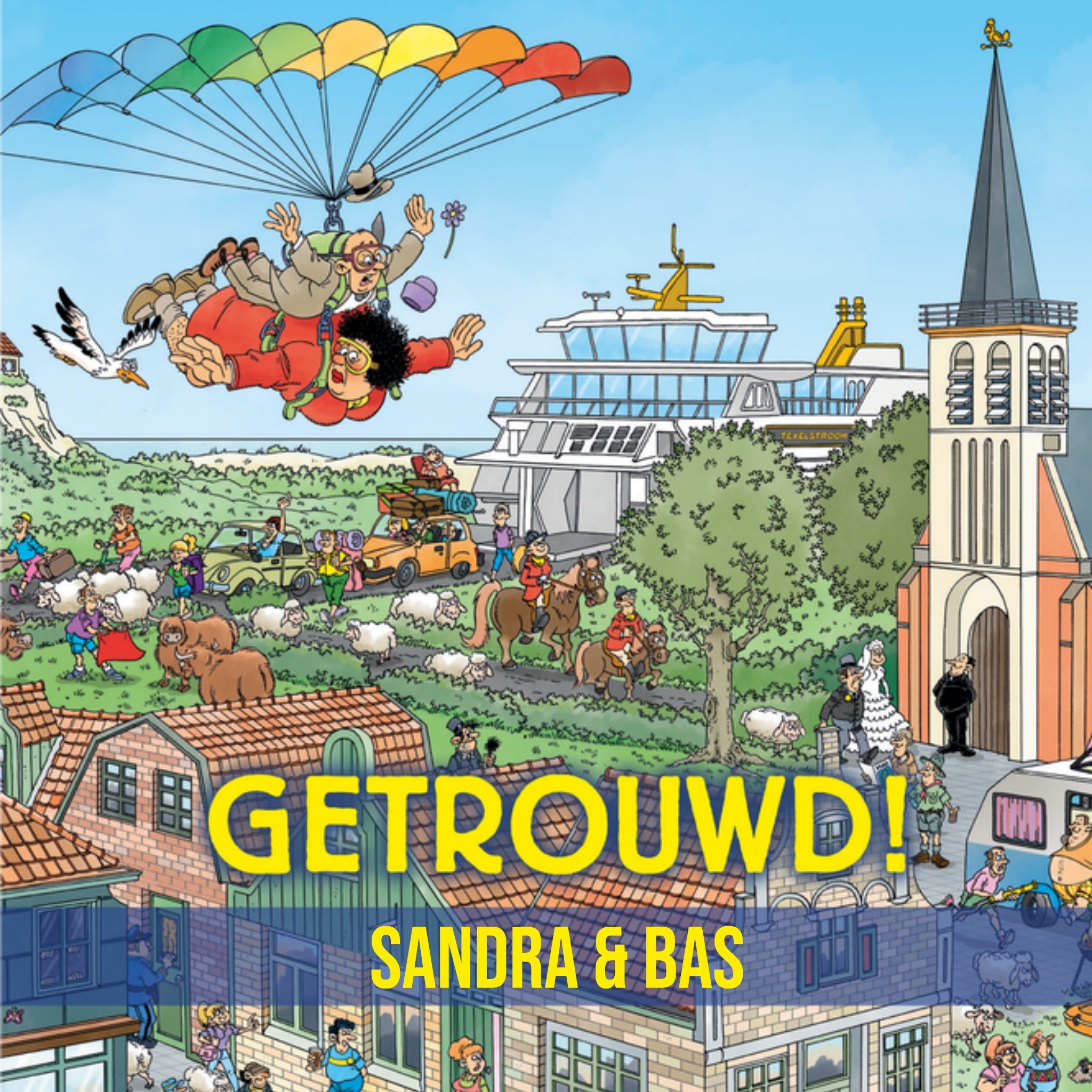 Huwelijkskaart Getrouwd Vierkante Kaart Jan van Haasteren