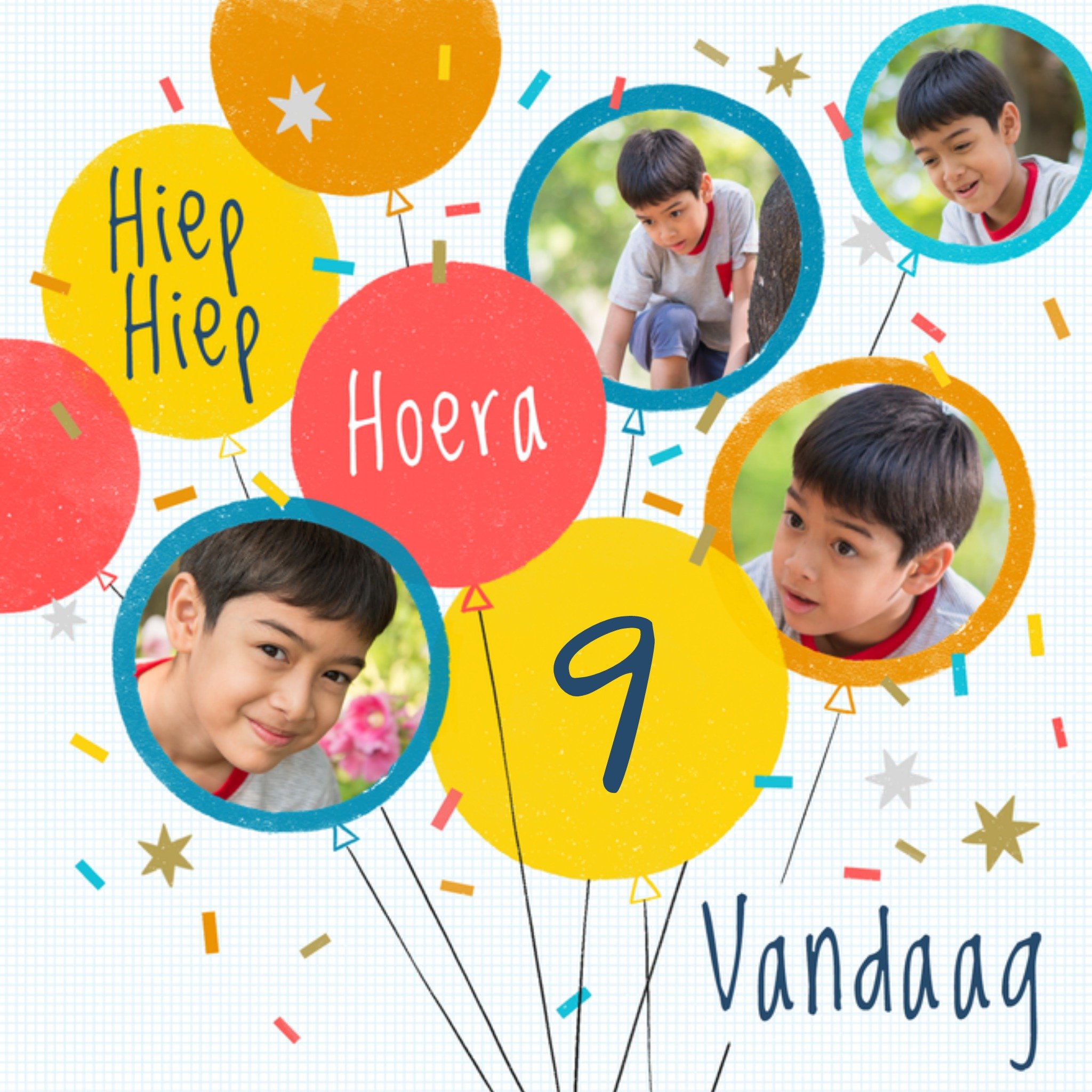 Greetz Verjaardagskaart ballonnen Vierkant