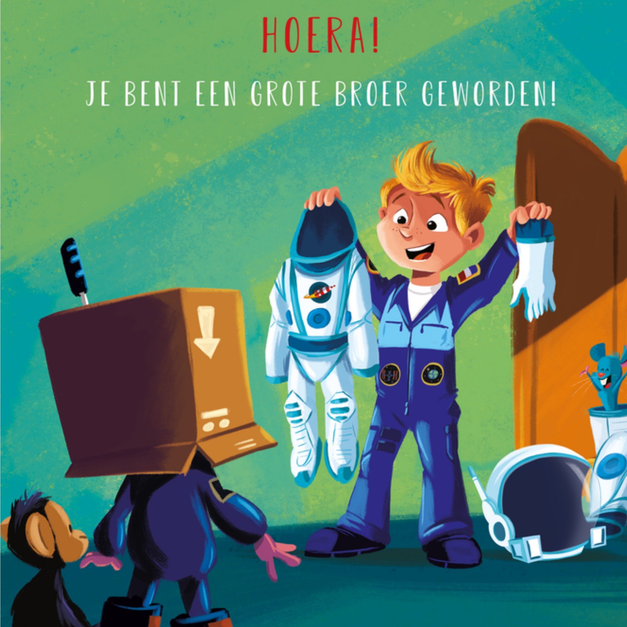 De Kleine Astronauten Geboortekaart Broer Vierkante Kaart André Kuipers en de Kleine Astronauten