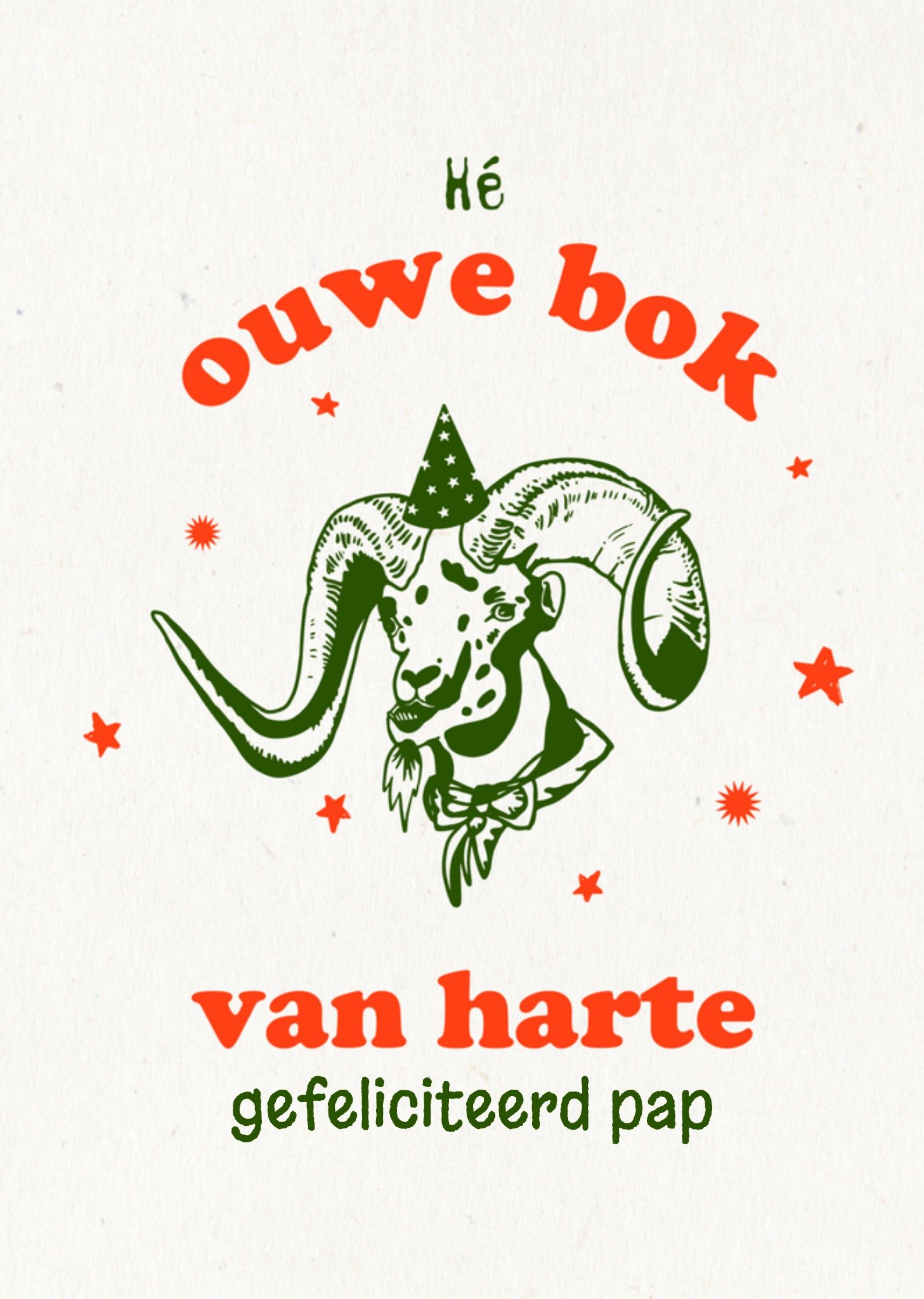 Verjaardagskaart ouwe bok illustratie Greetz