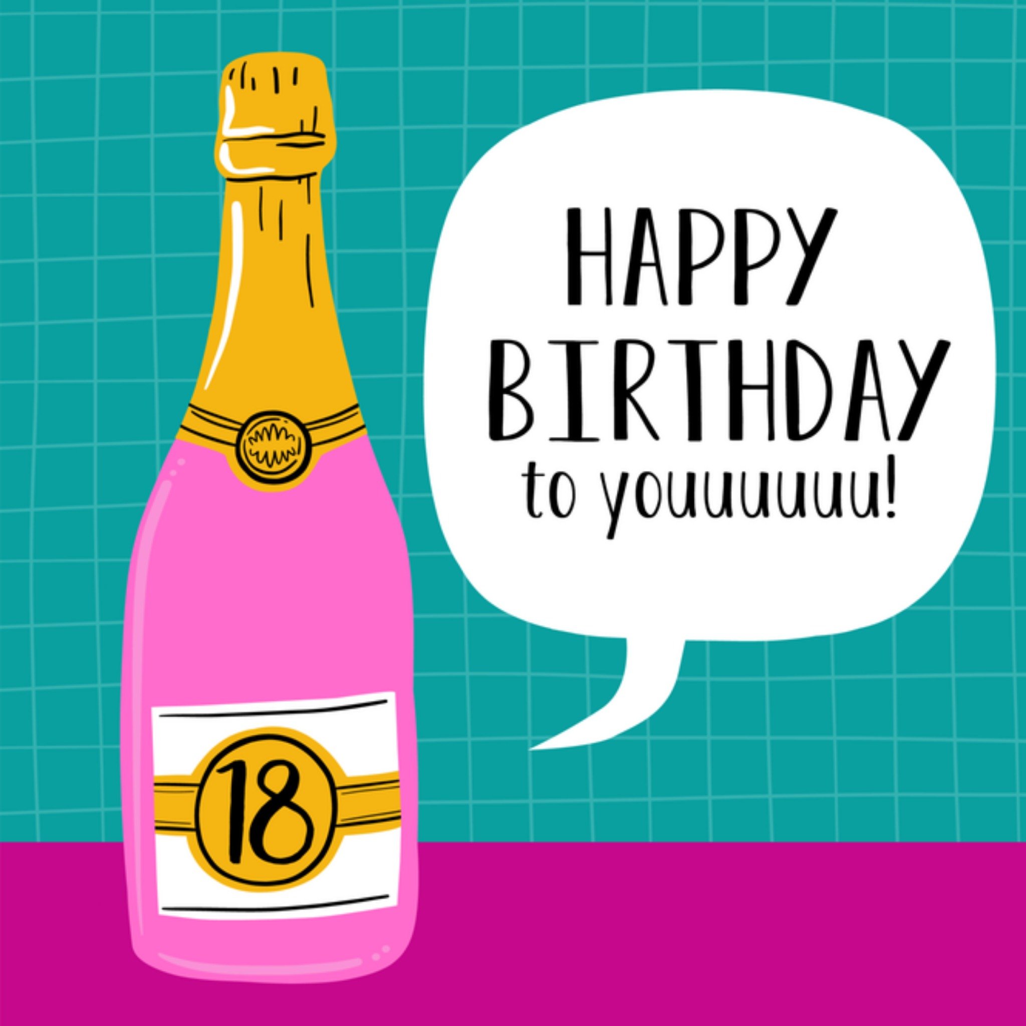 Greetz Verjaardagskaart champagne 18 jaar Vierkant
