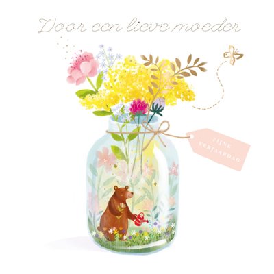 Voor Een Lieve Moeder Geïllustreerde Bloemen Verjaardag Kaart