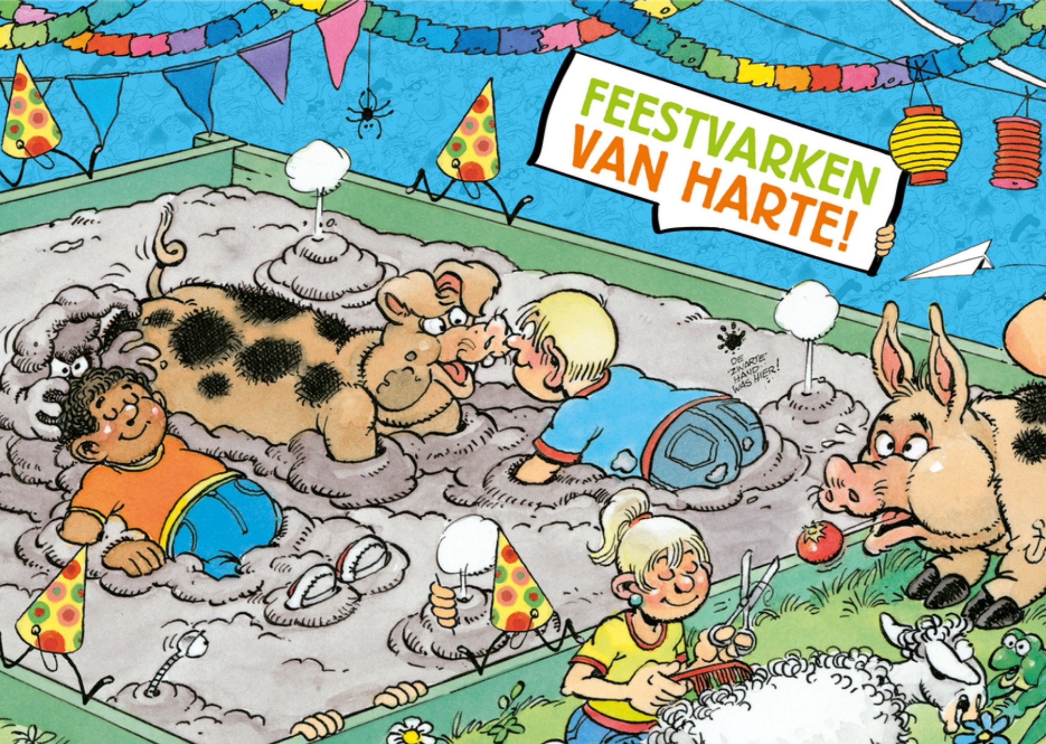 Verjaardagskaart Feestvarken Kaart Jan van Haasteren Junior