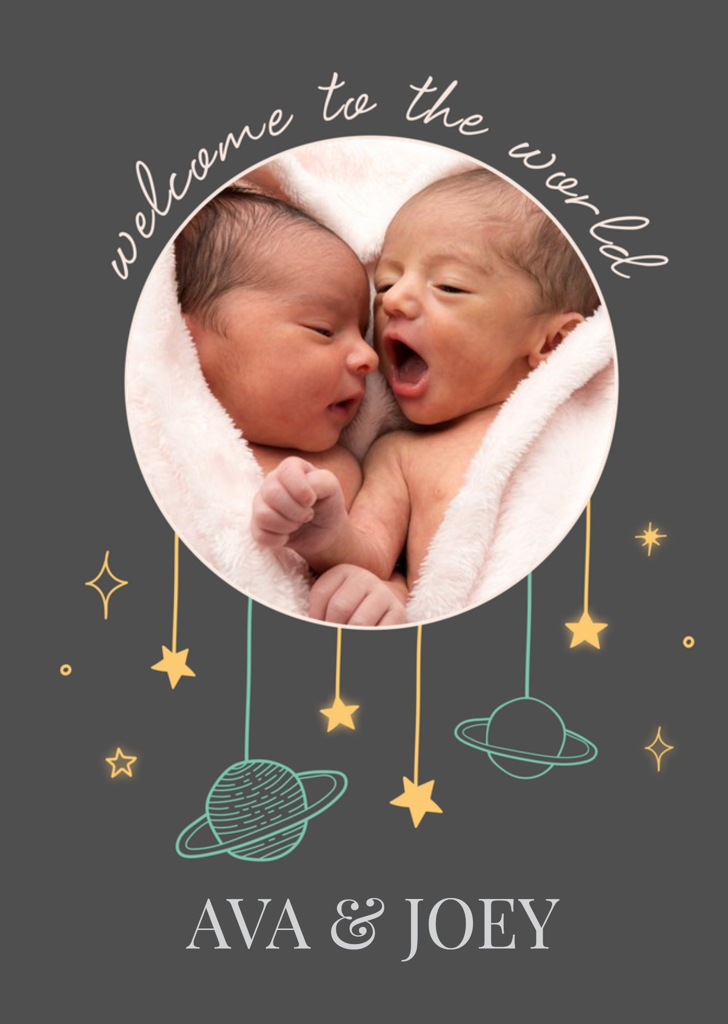 Greetz Geboortekaart Welcome to the world Tweeling Standard Card