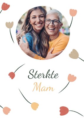 Geïllustreerde Bloemen Foto Upload Mam Sterkte Kaart