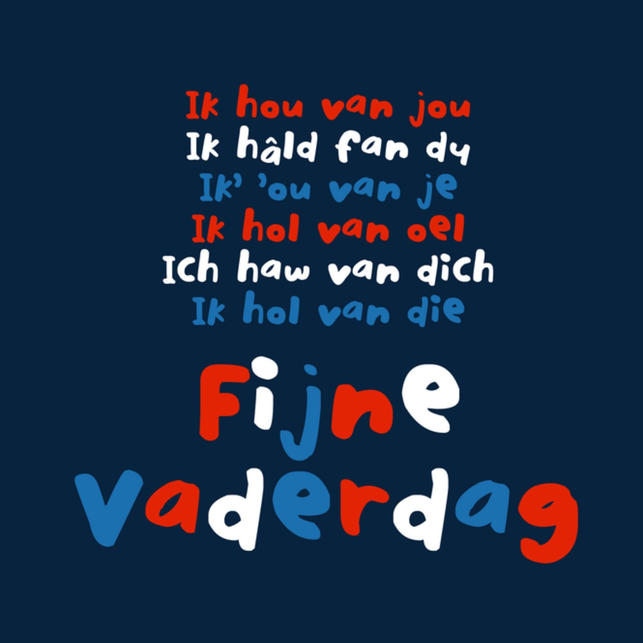 Vaderdagkaart Ik hou van jou Vierkante Kaart Fishuals
