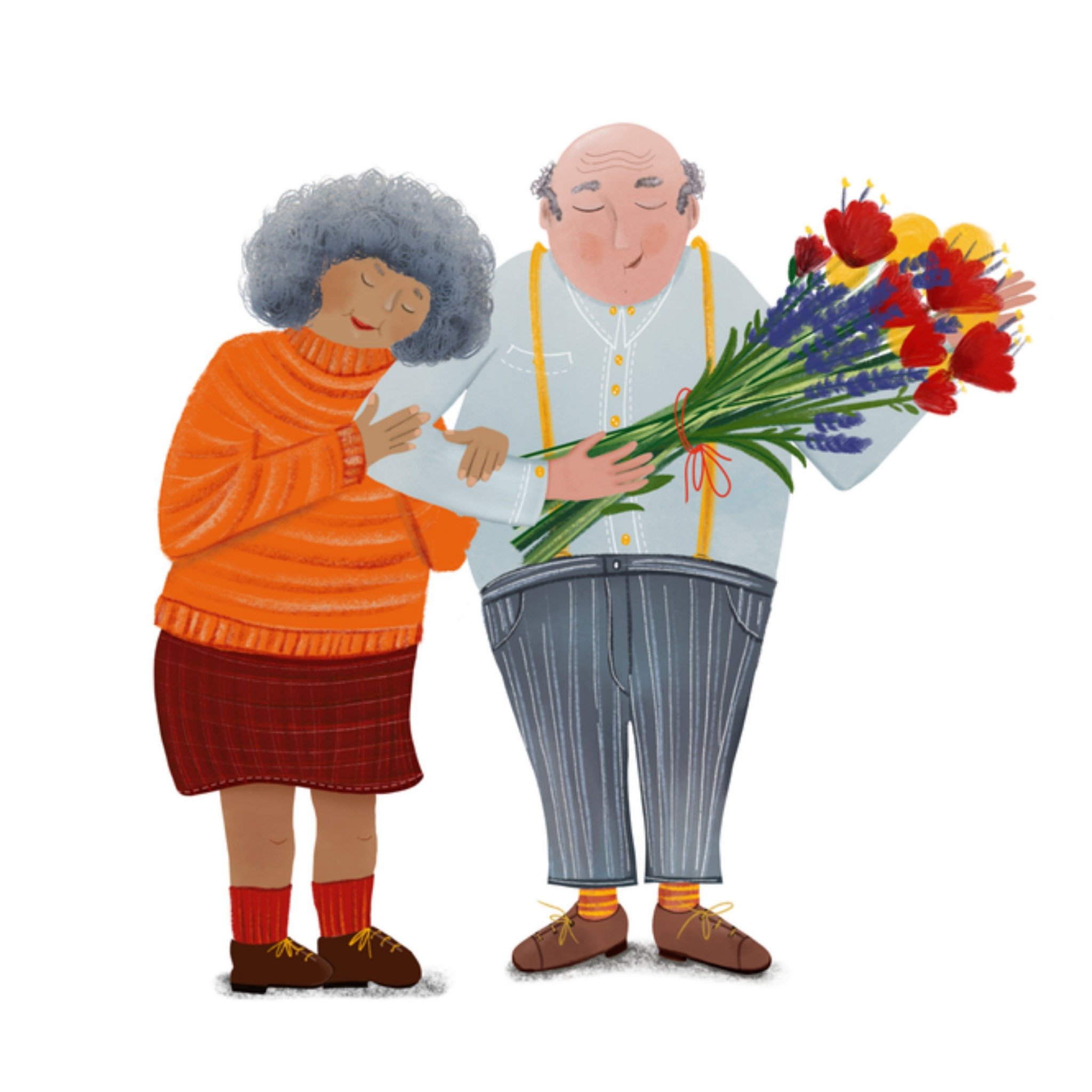 Greetz Bedanktkaart Bloemen voor Oma en Opa Vierkant