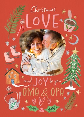 Greetz | Kerstkaart | Christmas Love And Joy To You Oma & Opa | Aanpasbare Fotokaart