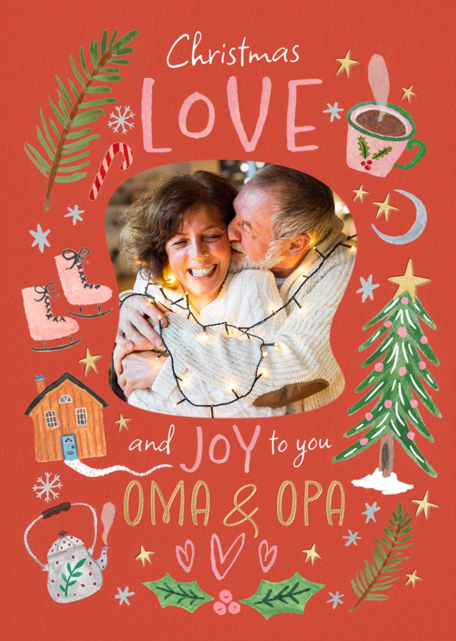 Greetz Kerstkaart Christmas Love And Joy To You Oma Opa Aanpasbare Fotokaart Standard Card