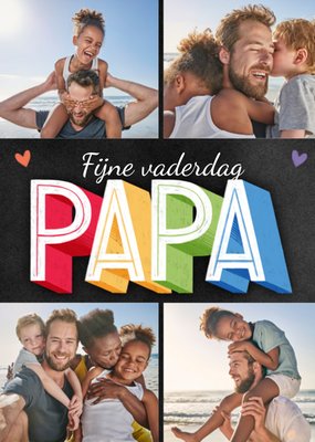 Kleurrijk Typografisch Collage Foto Upload Papa Vaderdag Kaart