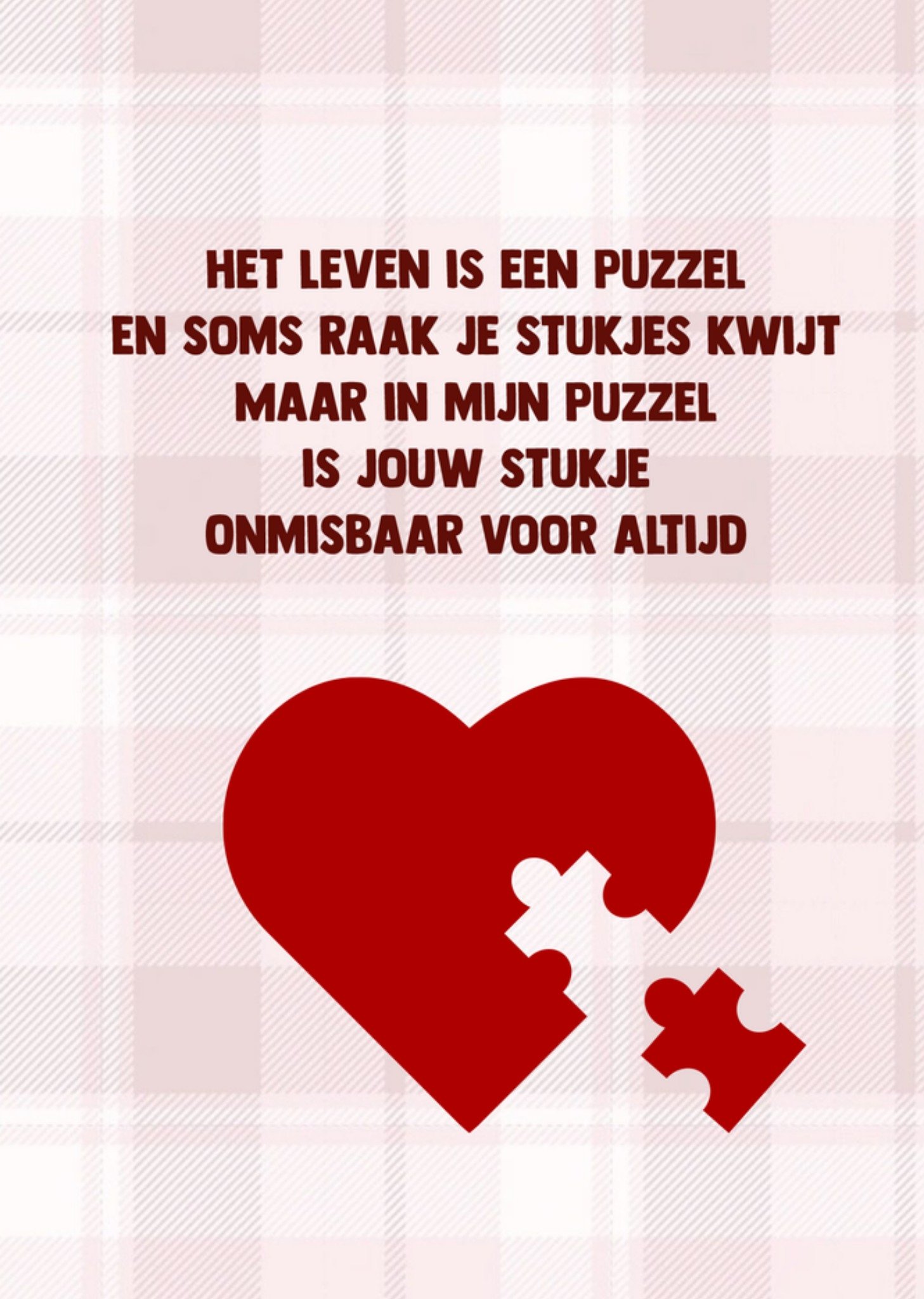Denken aan kaart Het leven is een puzzel Greetz