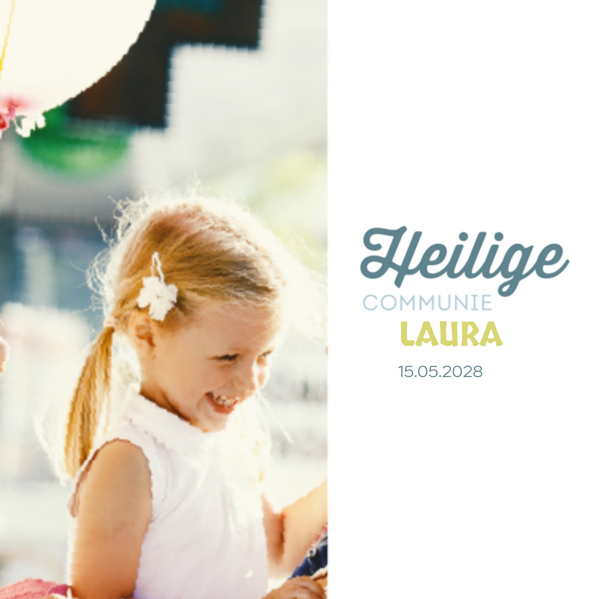 Greetz Communie kaart fotokaart met naam Vierkant