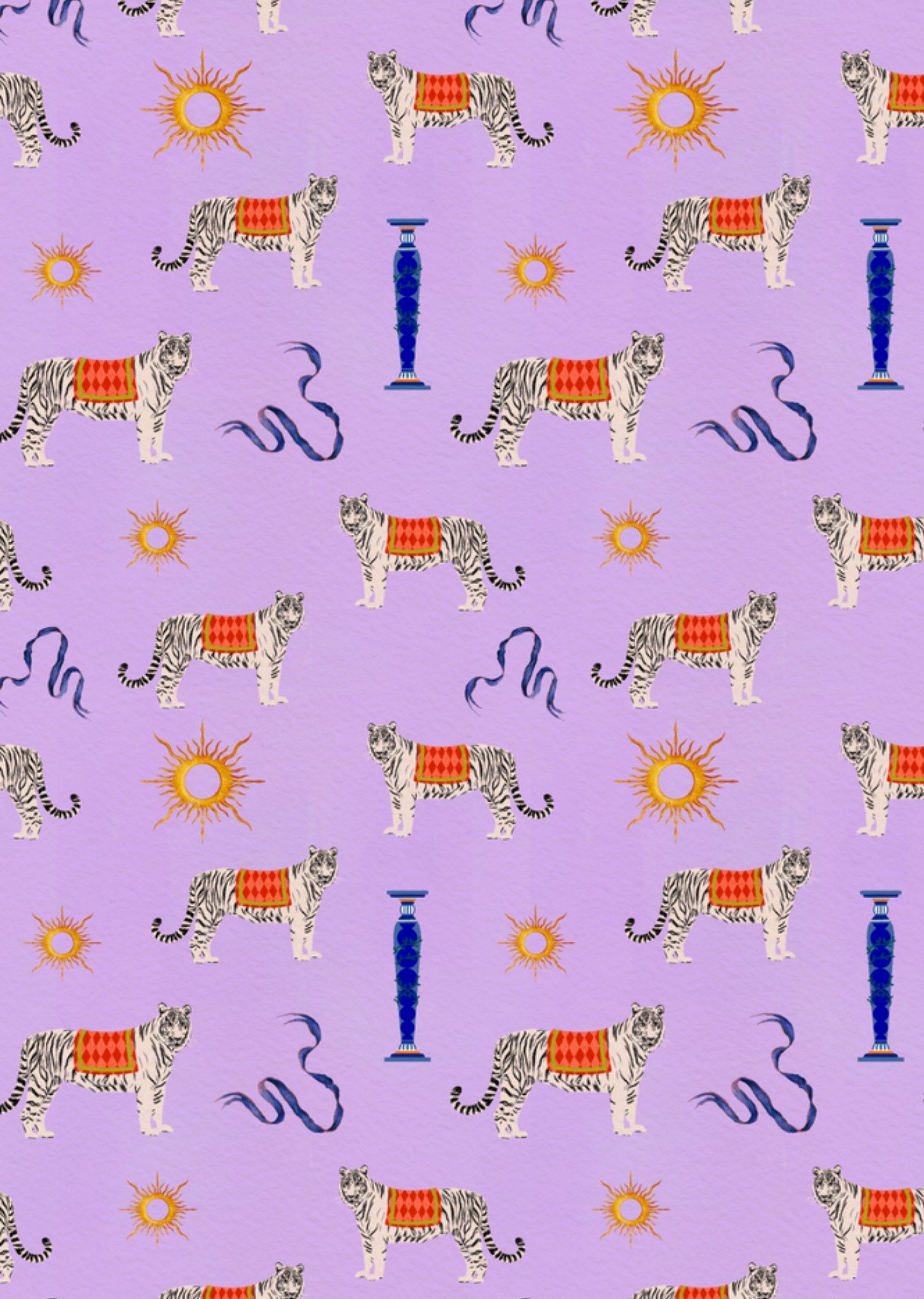Greetz Verjaardag White Tiger Pattern Standard Card