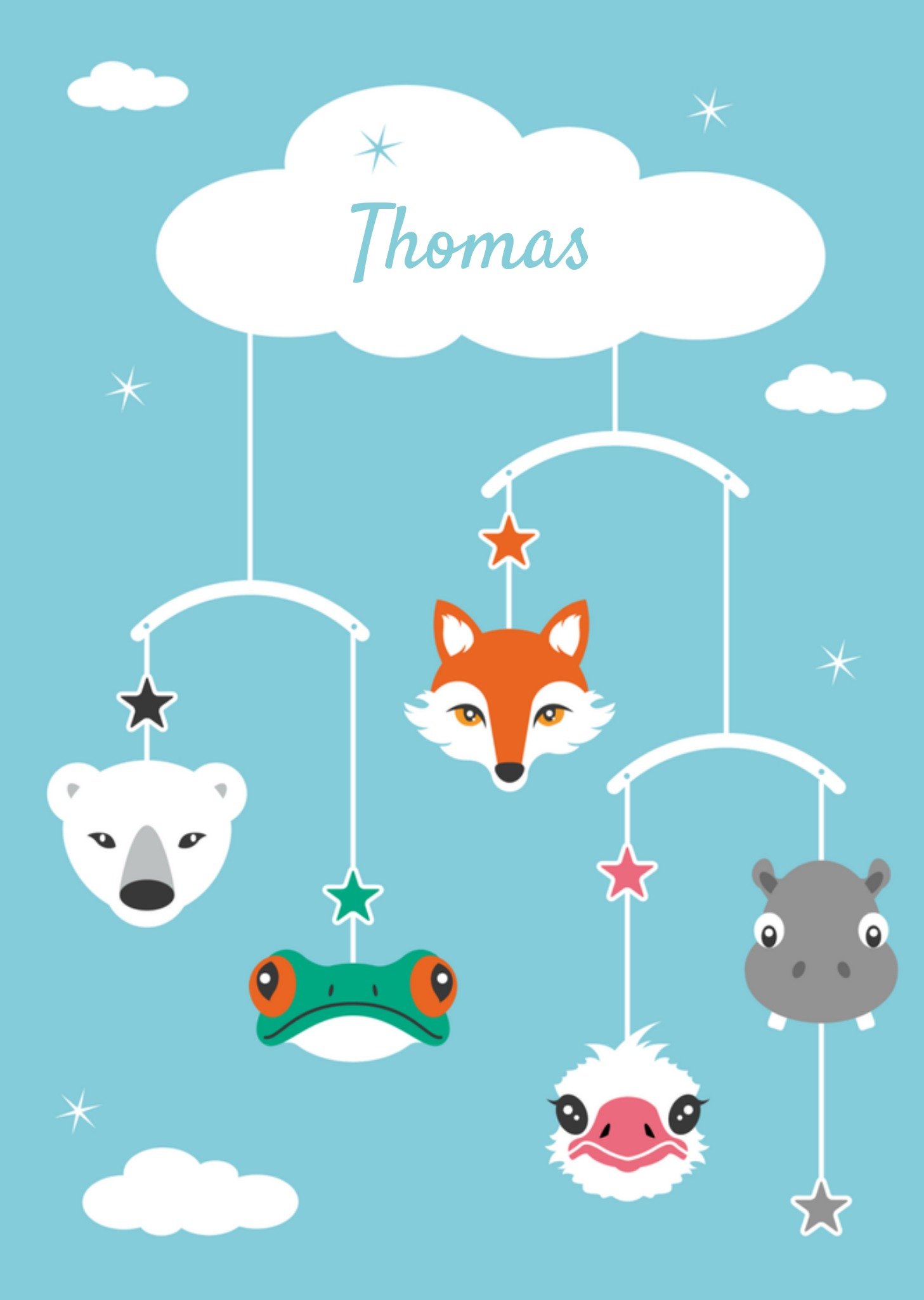 Geboortekaart dieren Kaart Paperclip