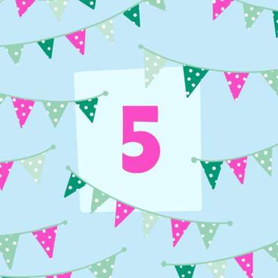 Polka Dot Vlaggetjes 5e Verjaardag Kaart
