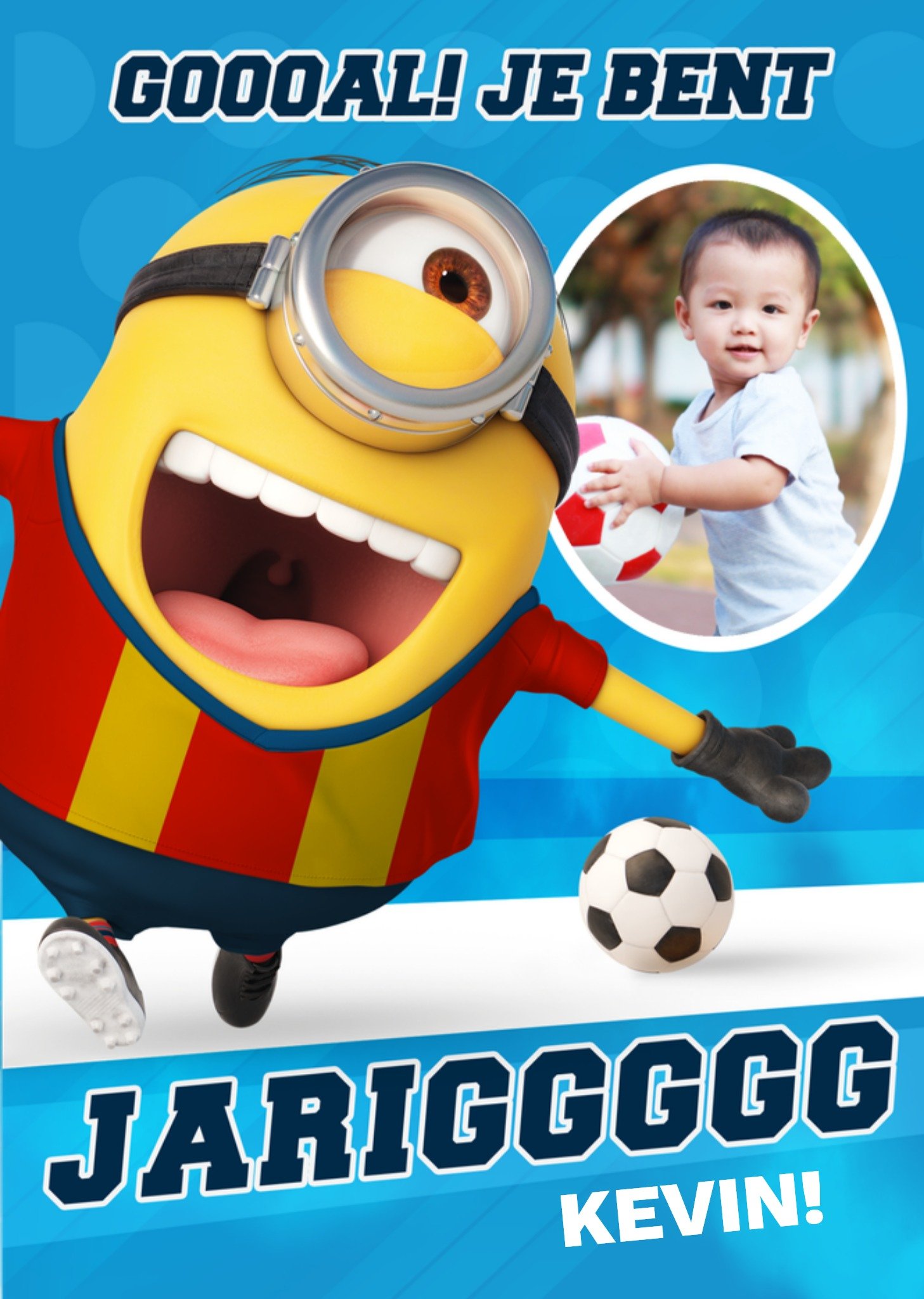 Minions Verjaardagskaart Goal! Met foto Kaart Despicable Me