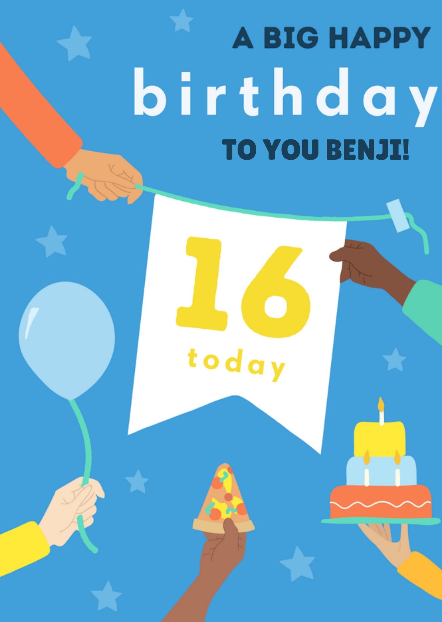 Verjaardag 16 Kaart Greetz