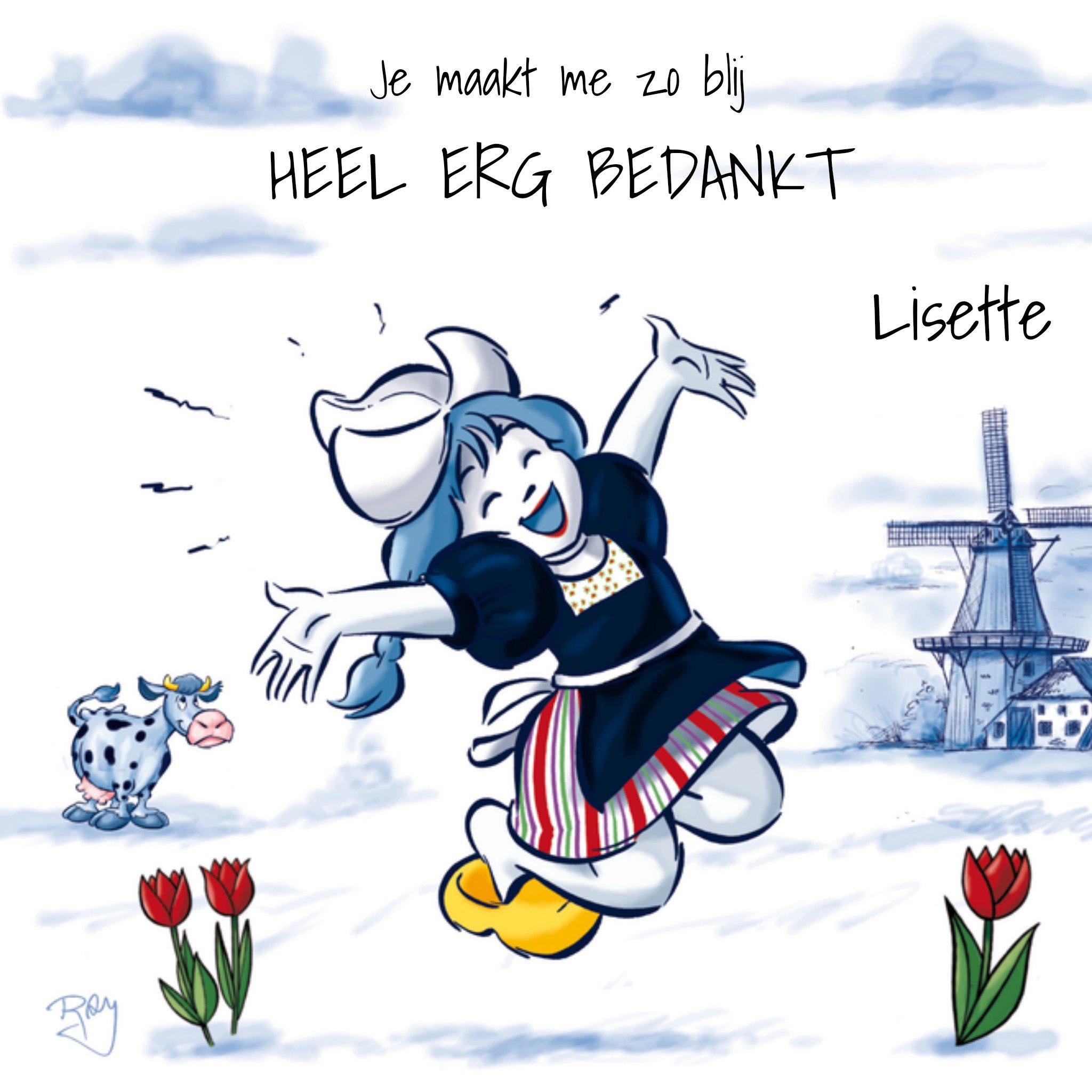 Bedanktkaart Kleindochter Vierkante Kaart Old Dutch