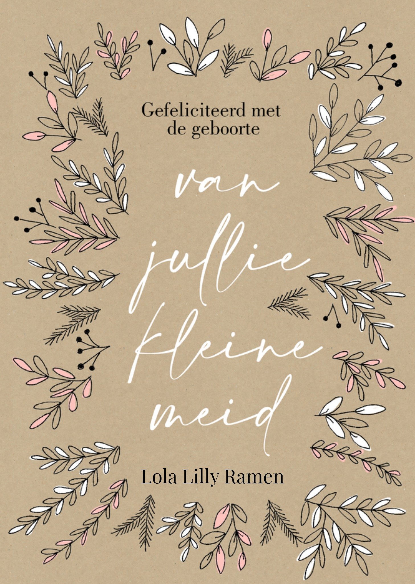 Geboortekaart met aanpasbare naam Kaart Greetz