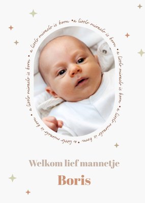 Welkom Lief Mannetje Sterren Foto Upload Geboorte Kaart