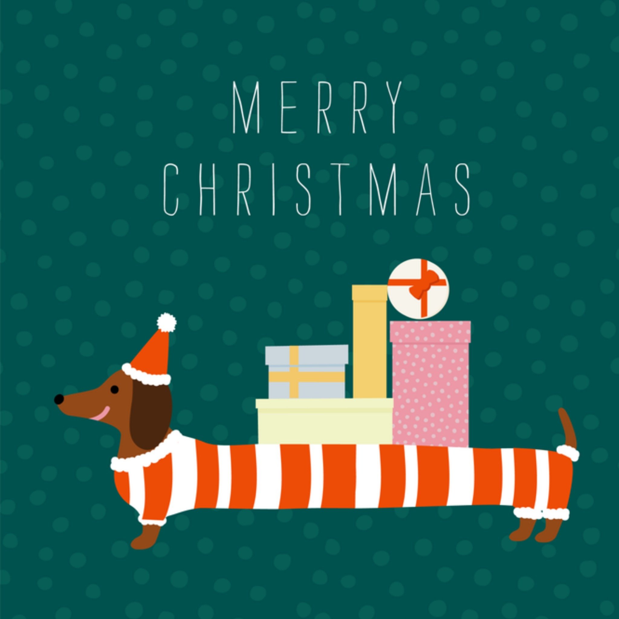 Greetz Kerstkaart teckel Vierkant