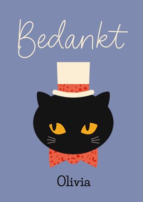 Bedankt Geïllustreerde Kat Kaart