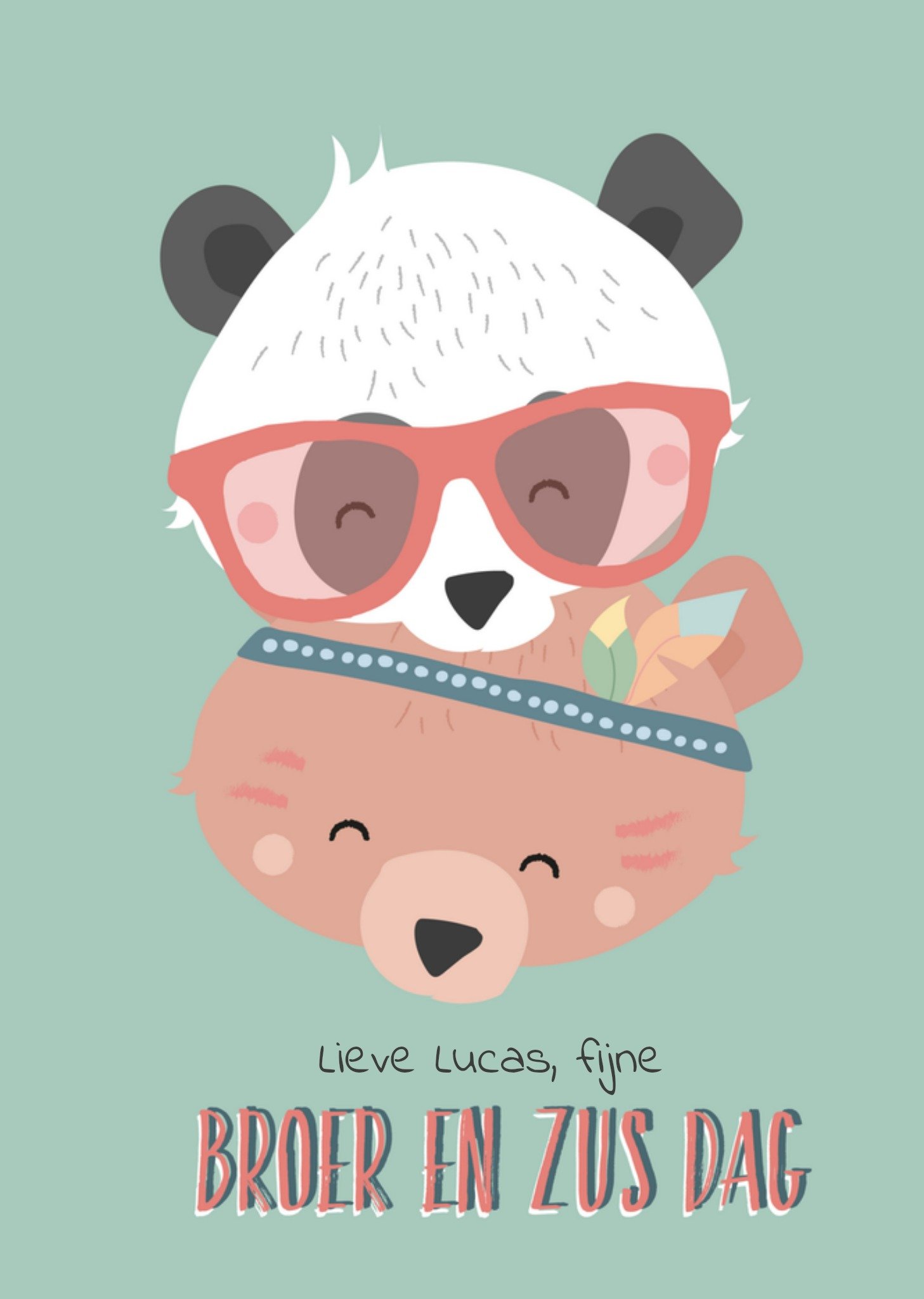 Broer en zus dag met naam Kaart Tante Kaartje