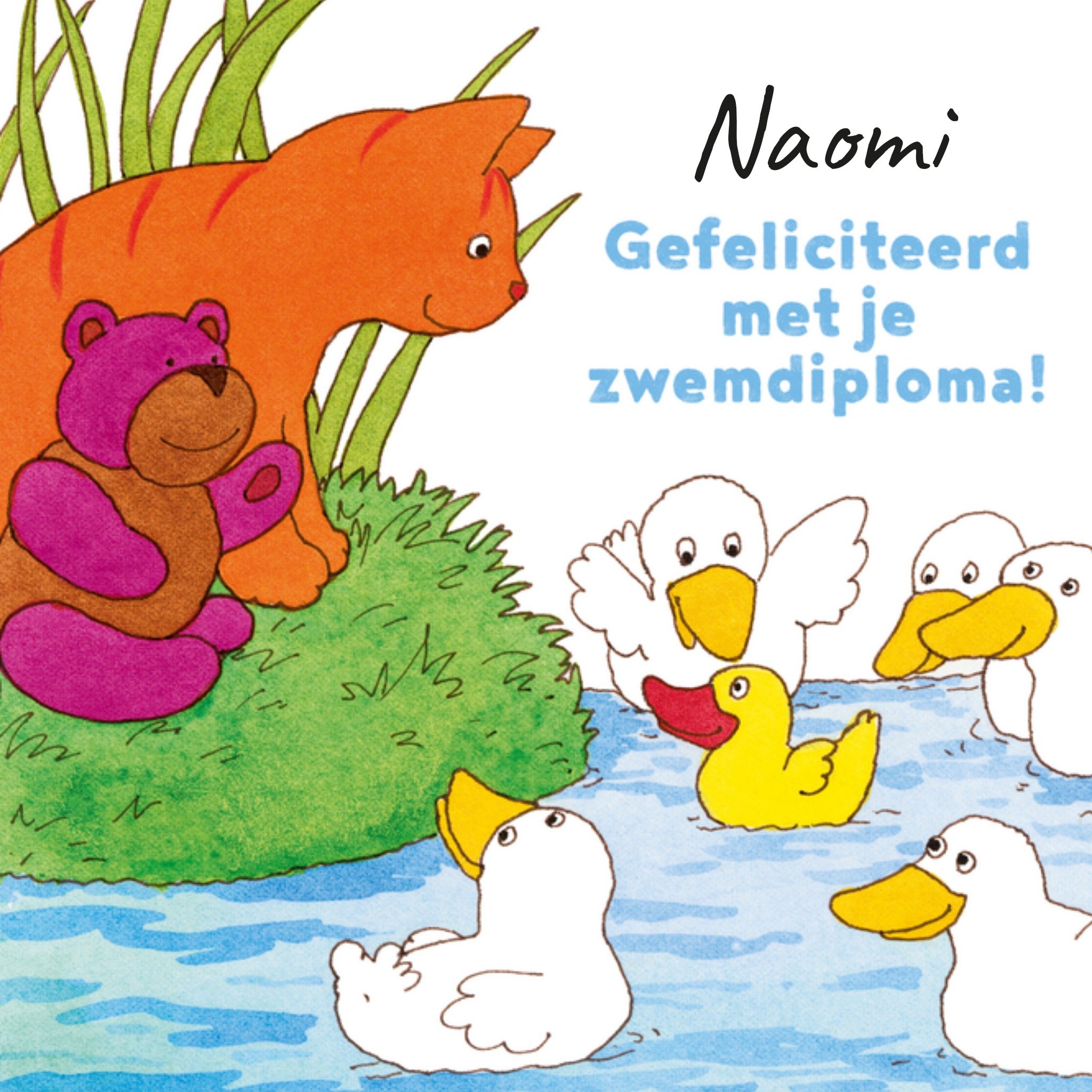 Zwemdiploma kaart Eendje Vierkante Kaart Dikkie Dik