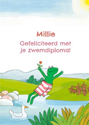 Geïllustreerde Kikker Zwemdiploma Kaart