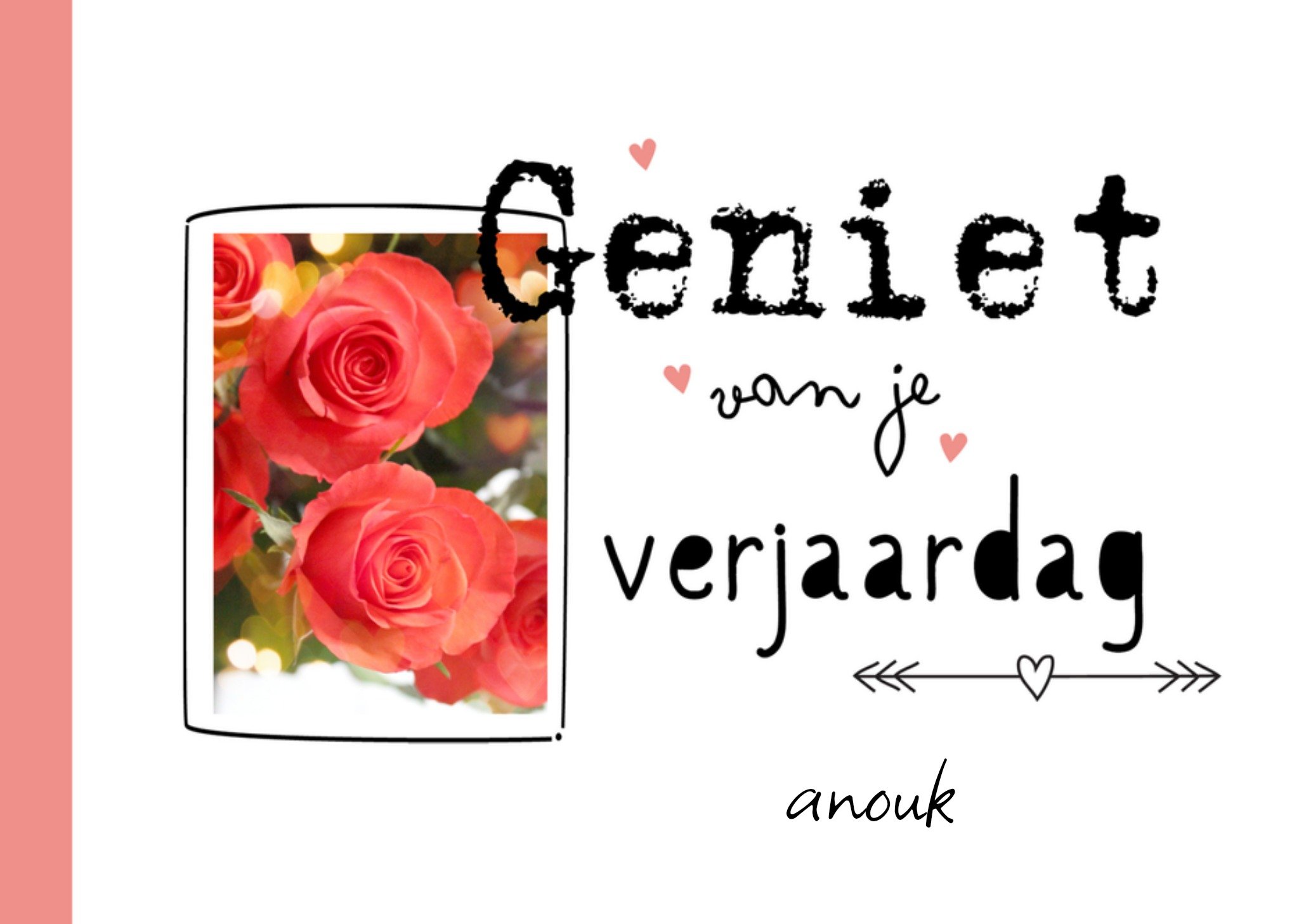 collectie Verjaardagskaart Rozen Kaart Paperclip