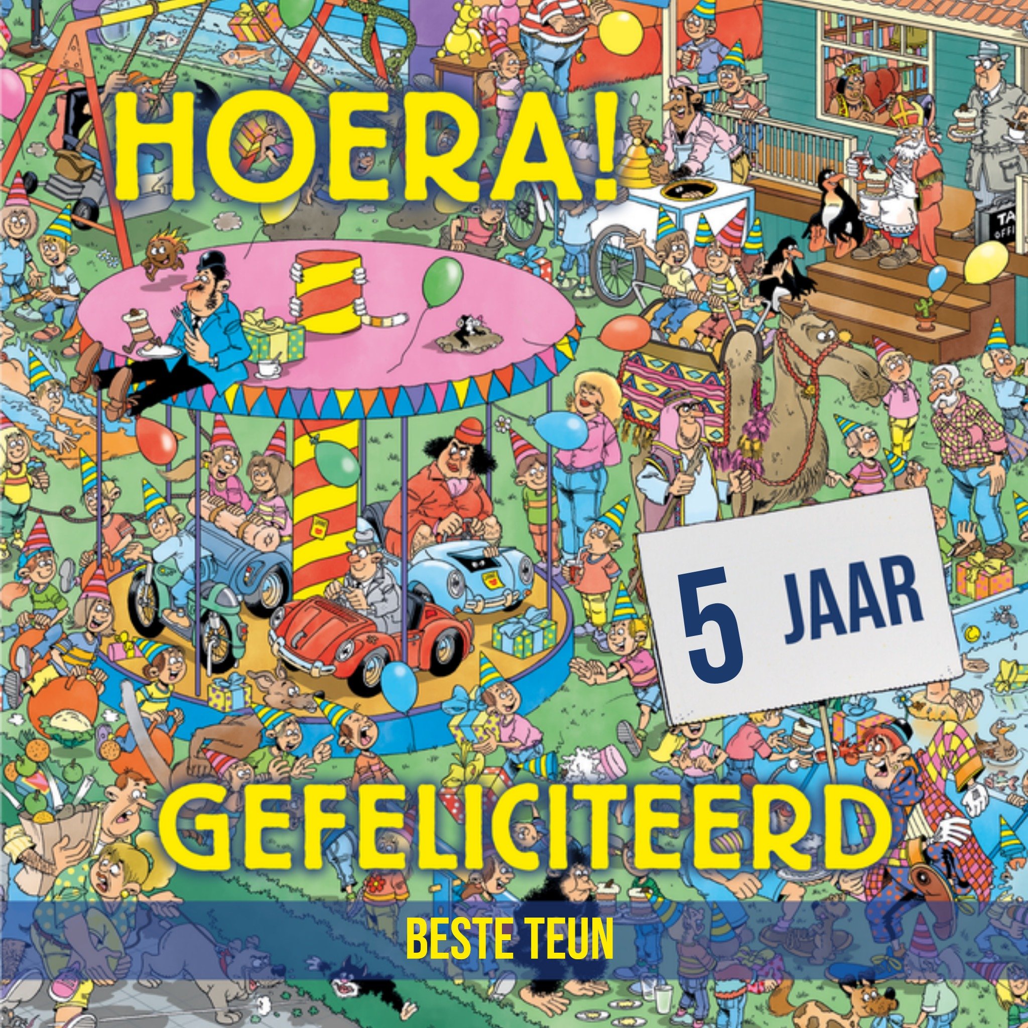 Verjaardagskaart Aanpasbare tekst Vierkante Kaart Jan van Haasteren