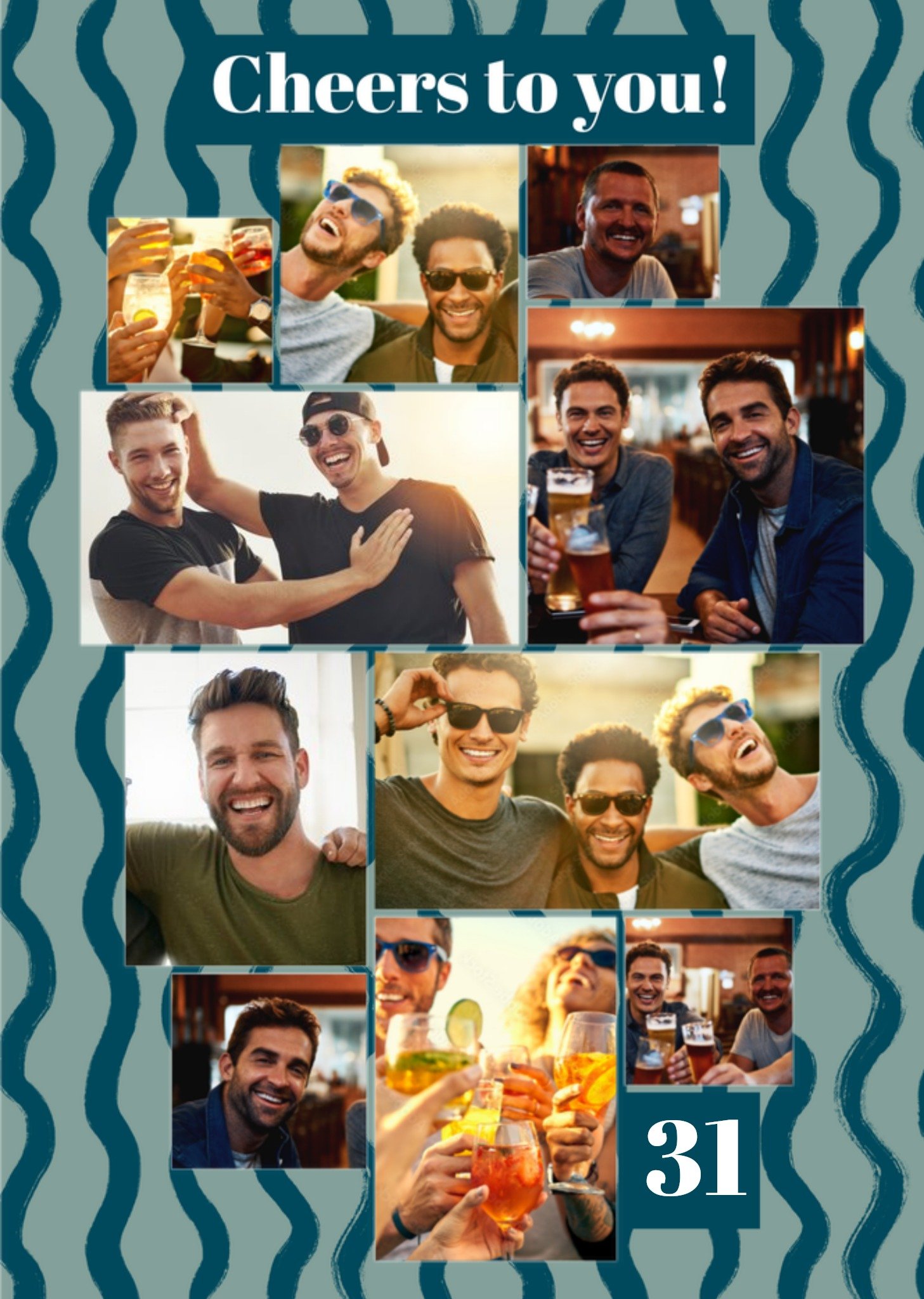 Verjaardagskaart Met fotos en nummer Cheers to you Greetz