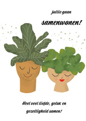 Jullie Gaan Samenwonen Geïllustreerd Plantenkoppel Kaart