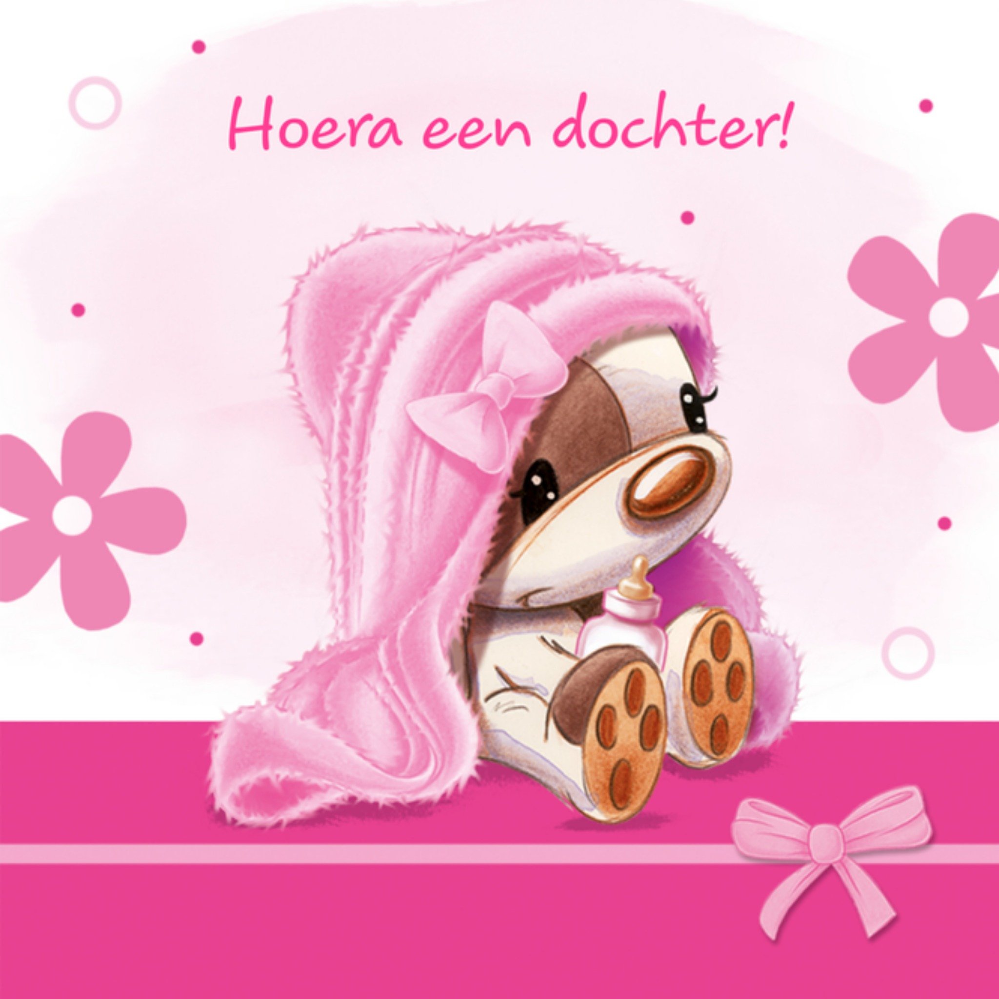 Geboortekaart hondje dochter Vierkante Kaart TMS