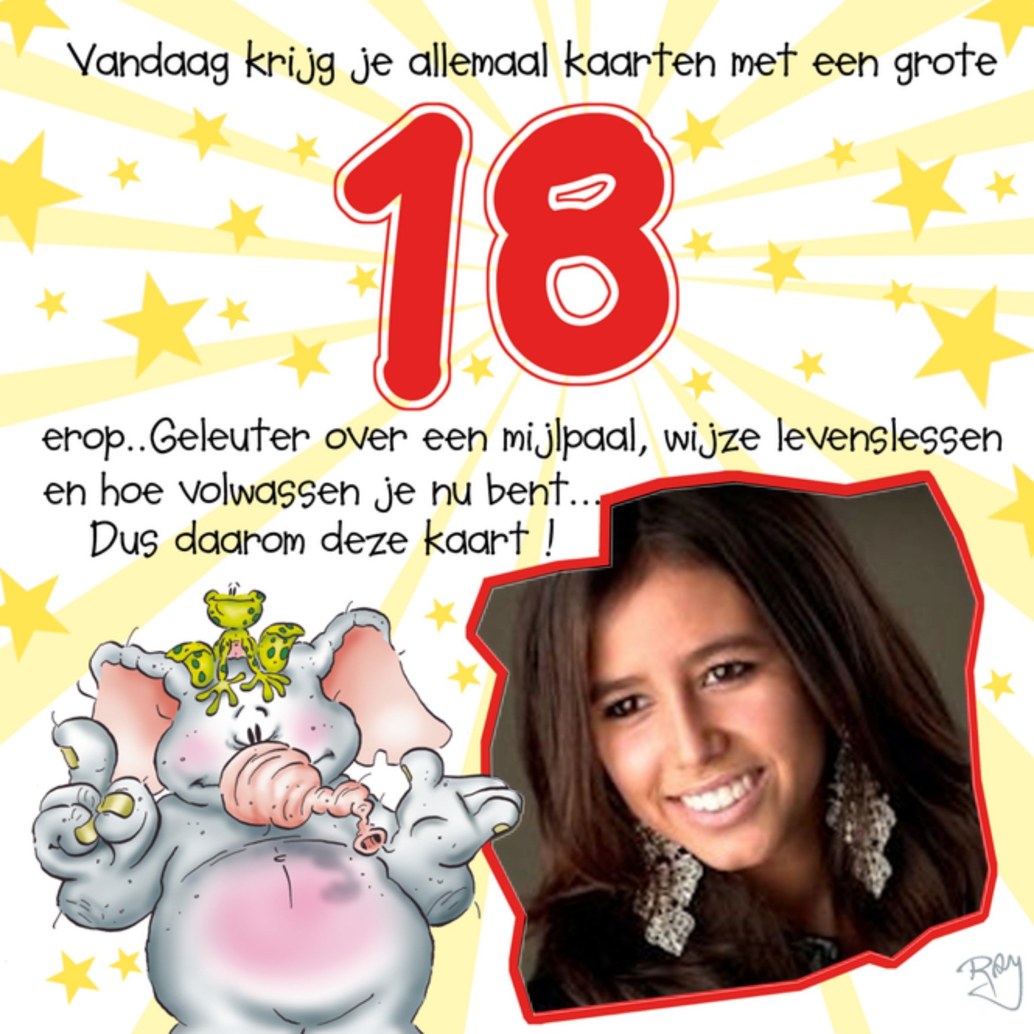 Verjaardagskaart 18 jaar foto Vierkante Kaart Doodles