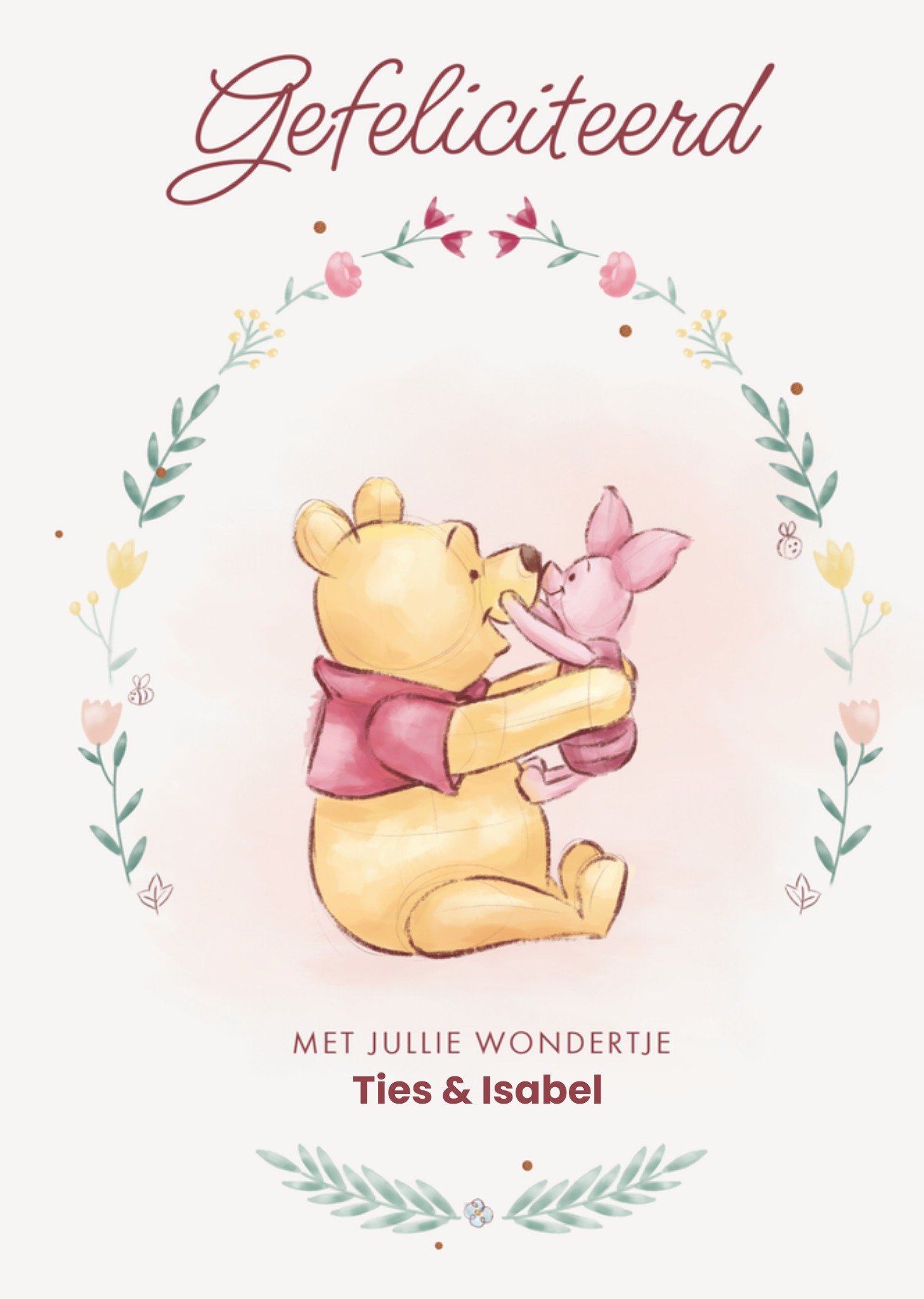 Geboortekaart Winnie the Pooh Pooh en Piglet Kaart Disney
