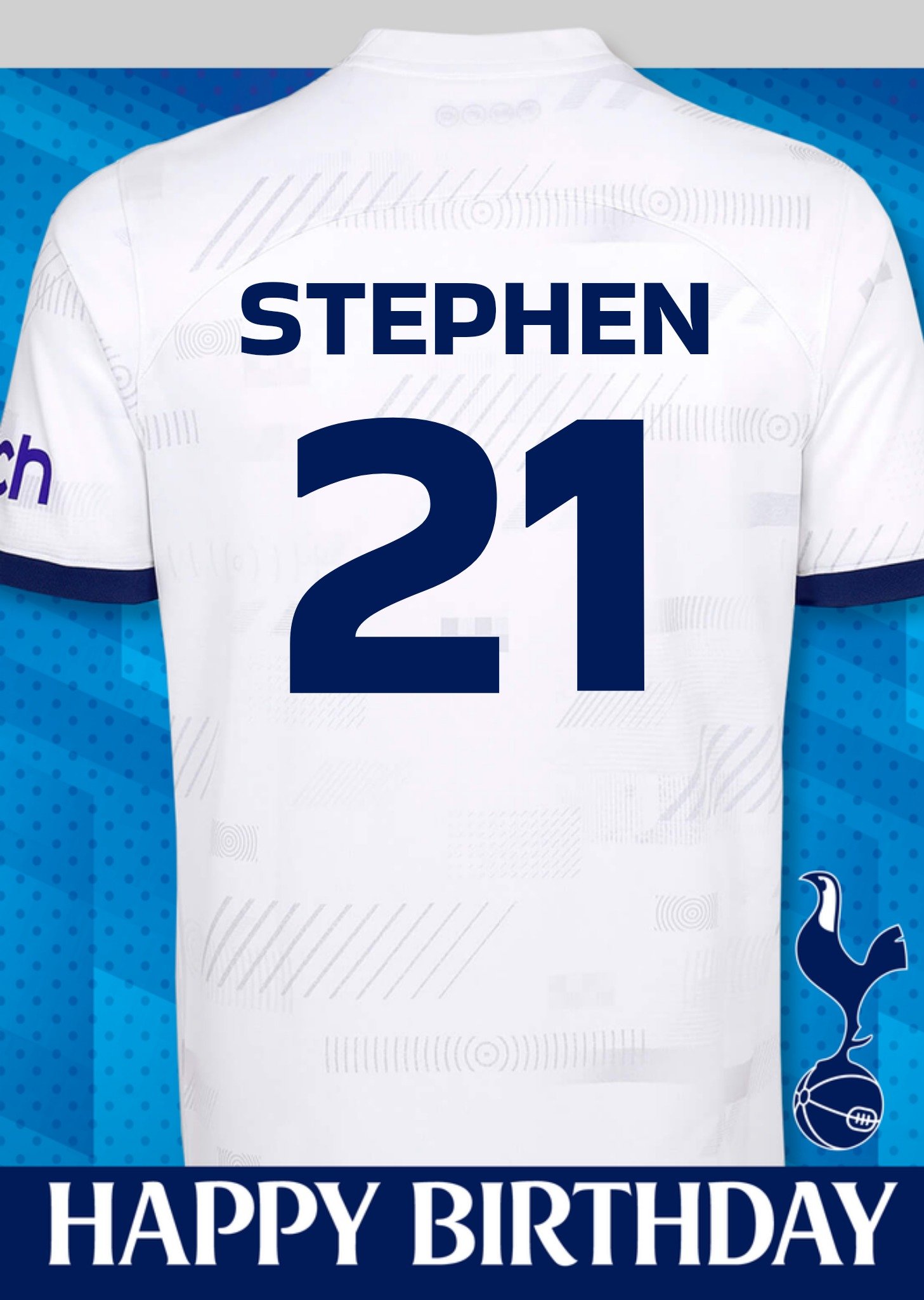 Tottenham Hotspur F. C Verjaardagskaart Voetbal shirt Met naam Kaart Tottenham Hotspur FC