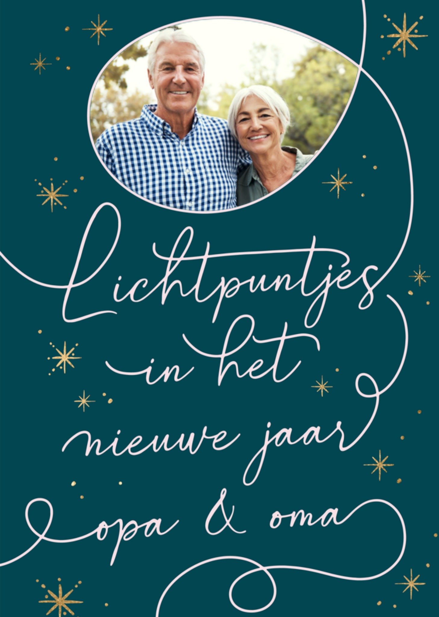 Nieuwjaarskaart Met foto Opa en Oma Greetz