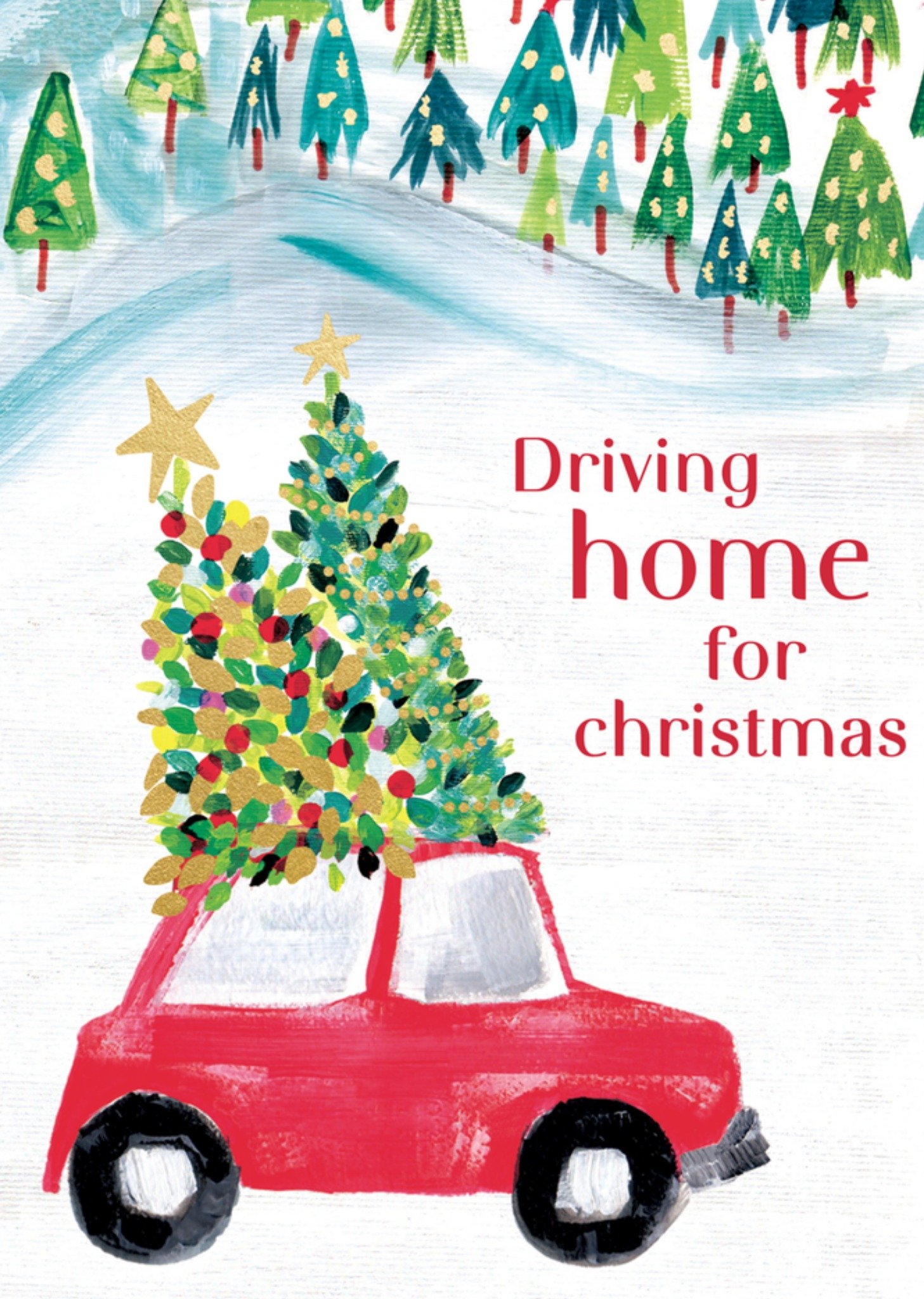 Kerst Auto Sneeuw Standaard Kaart TMS