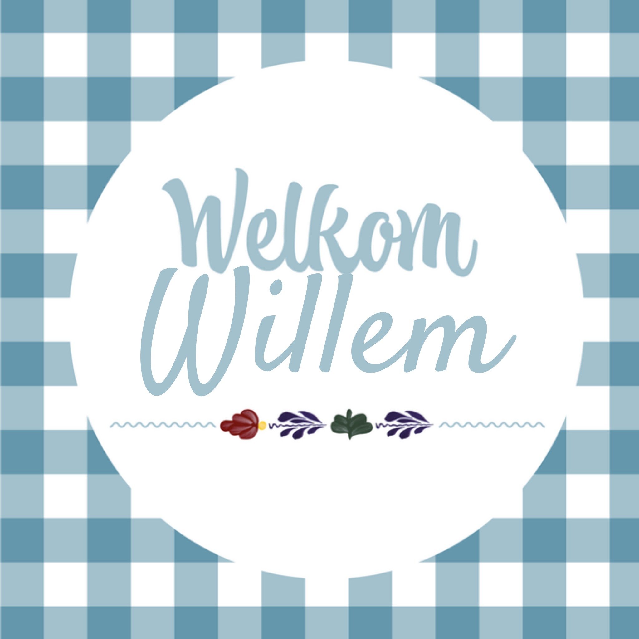 Geboortekaart Blauw Jongen Vierkante Kaart Boerenbont