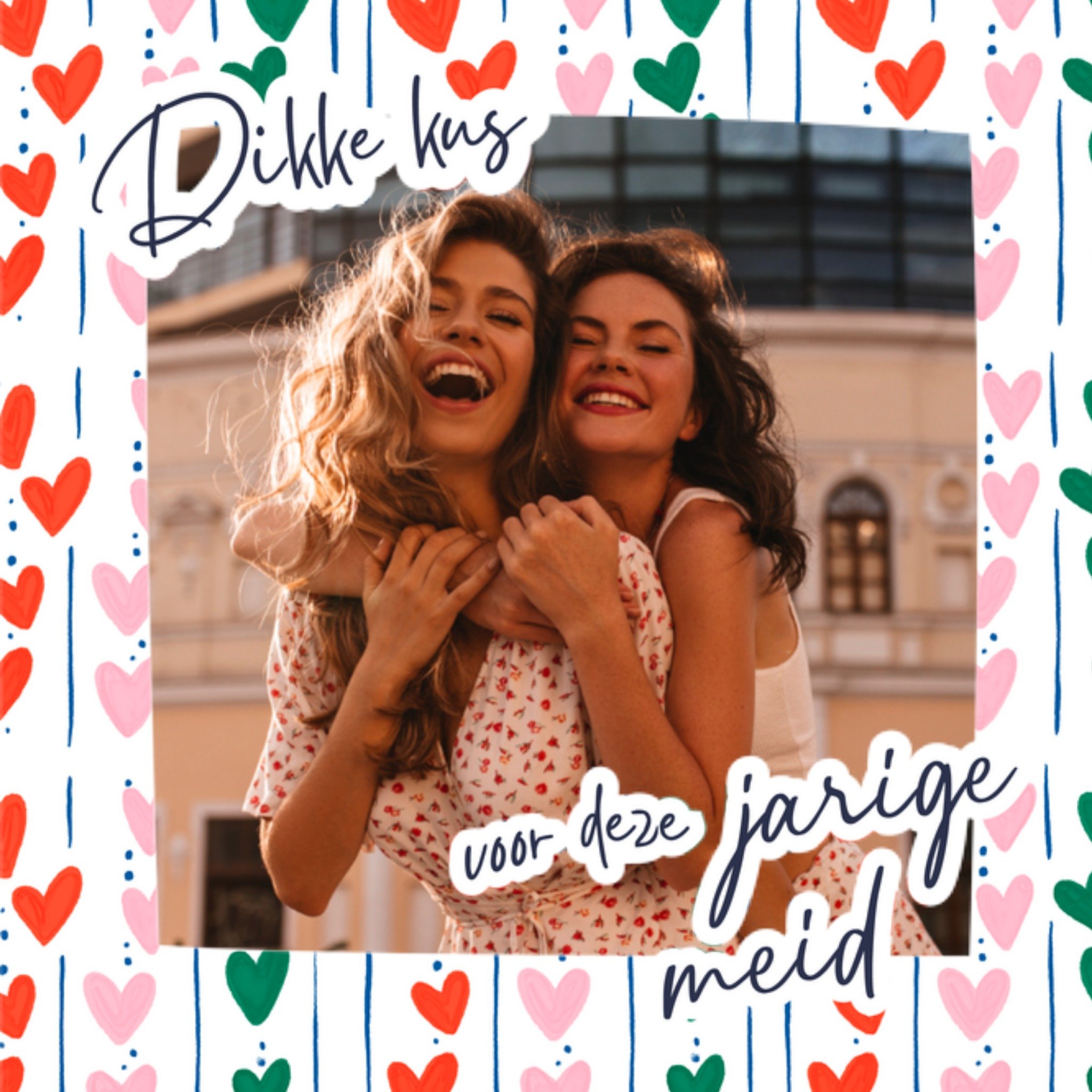 Greetz Verjaardagskaart Dikke kus Hartjes Vierkant