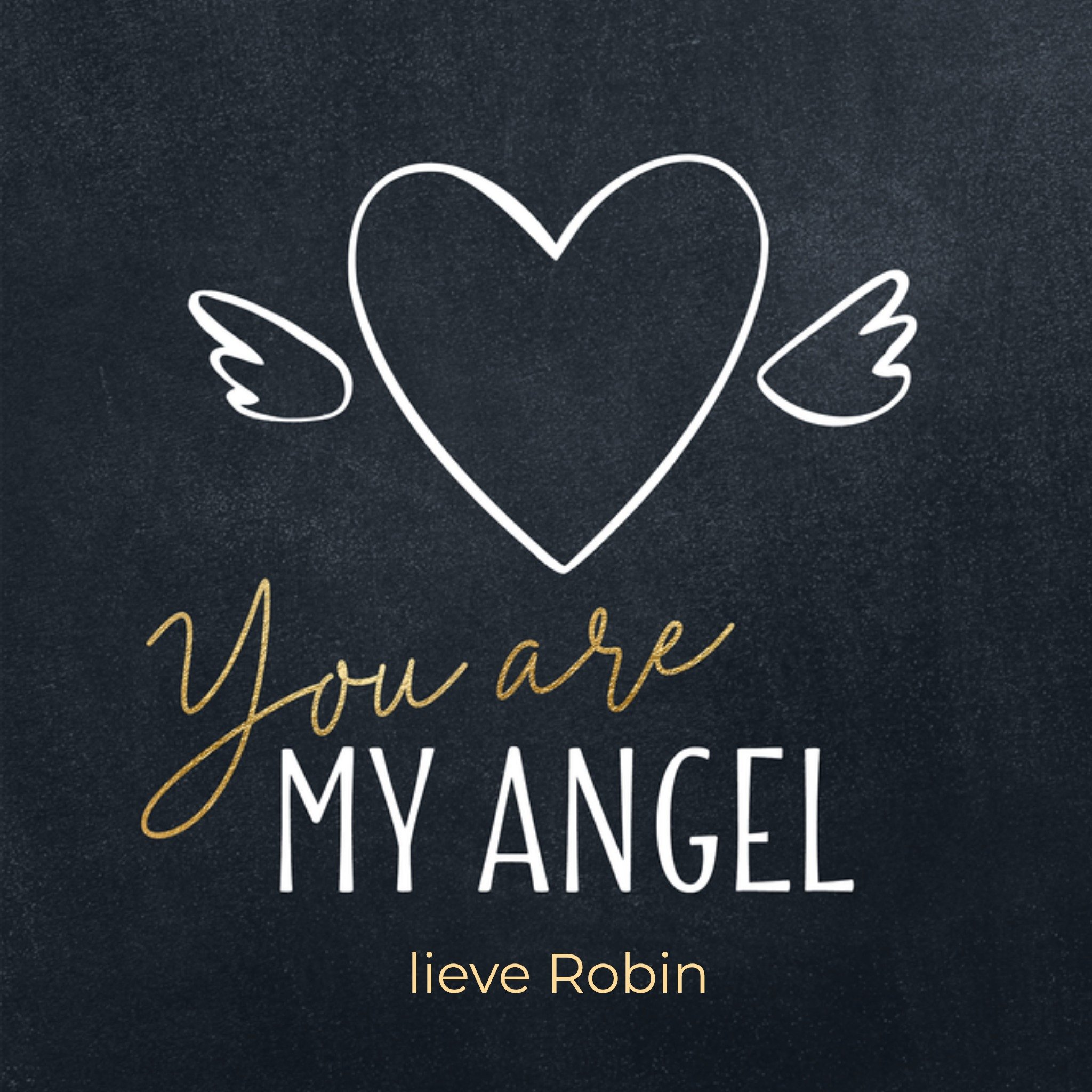 Valentijnskaart hart op zwart krijtbord Aanpasbare tekst Vierkante Kaart Luckz