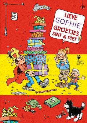 Groetjes Sint En Piet Geïllustreerde Cadeaus Sinterklaas Kaart